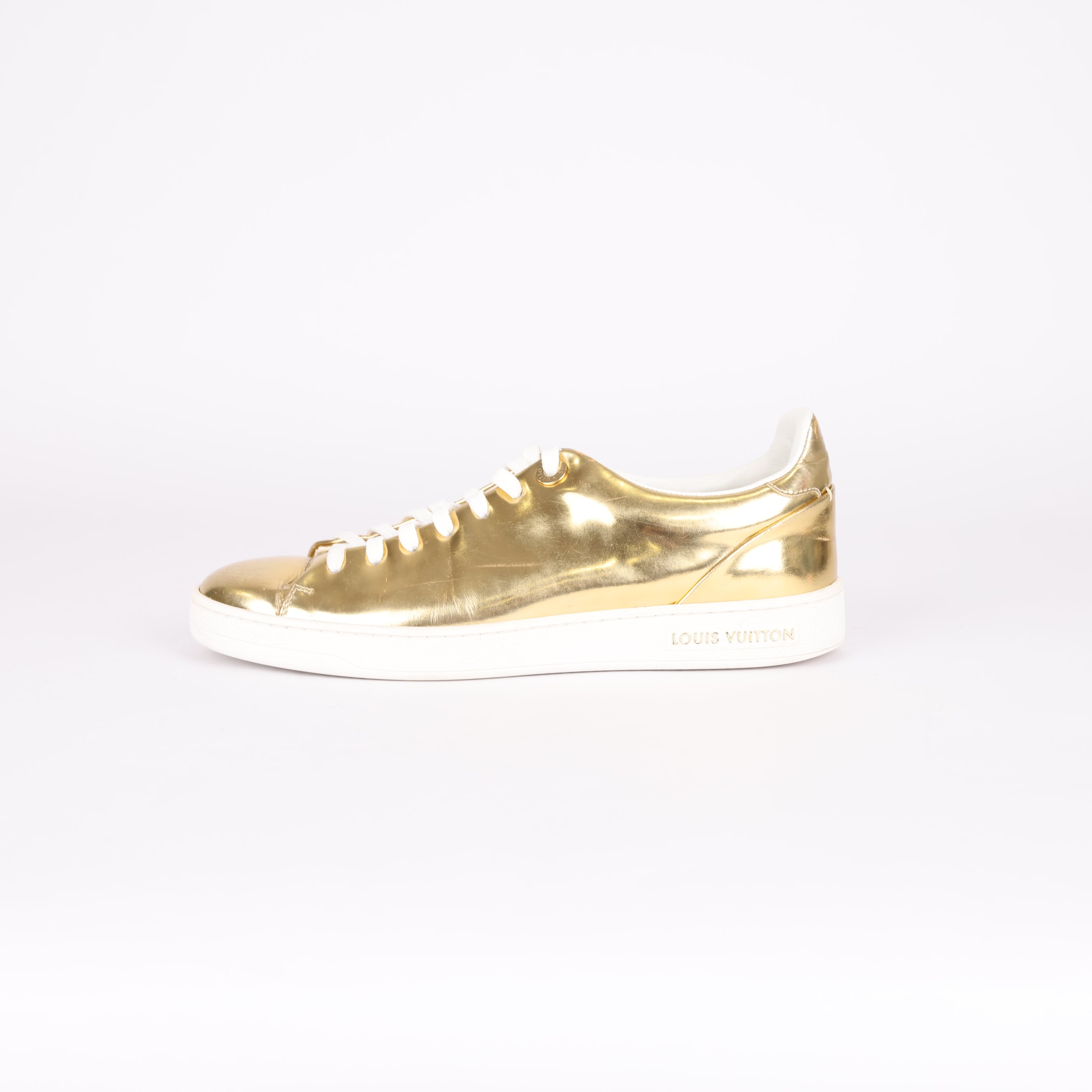 PRE OWNED- Louis Vuitton gold shiny panel shoes without insole size EU36.5/ UK3.5