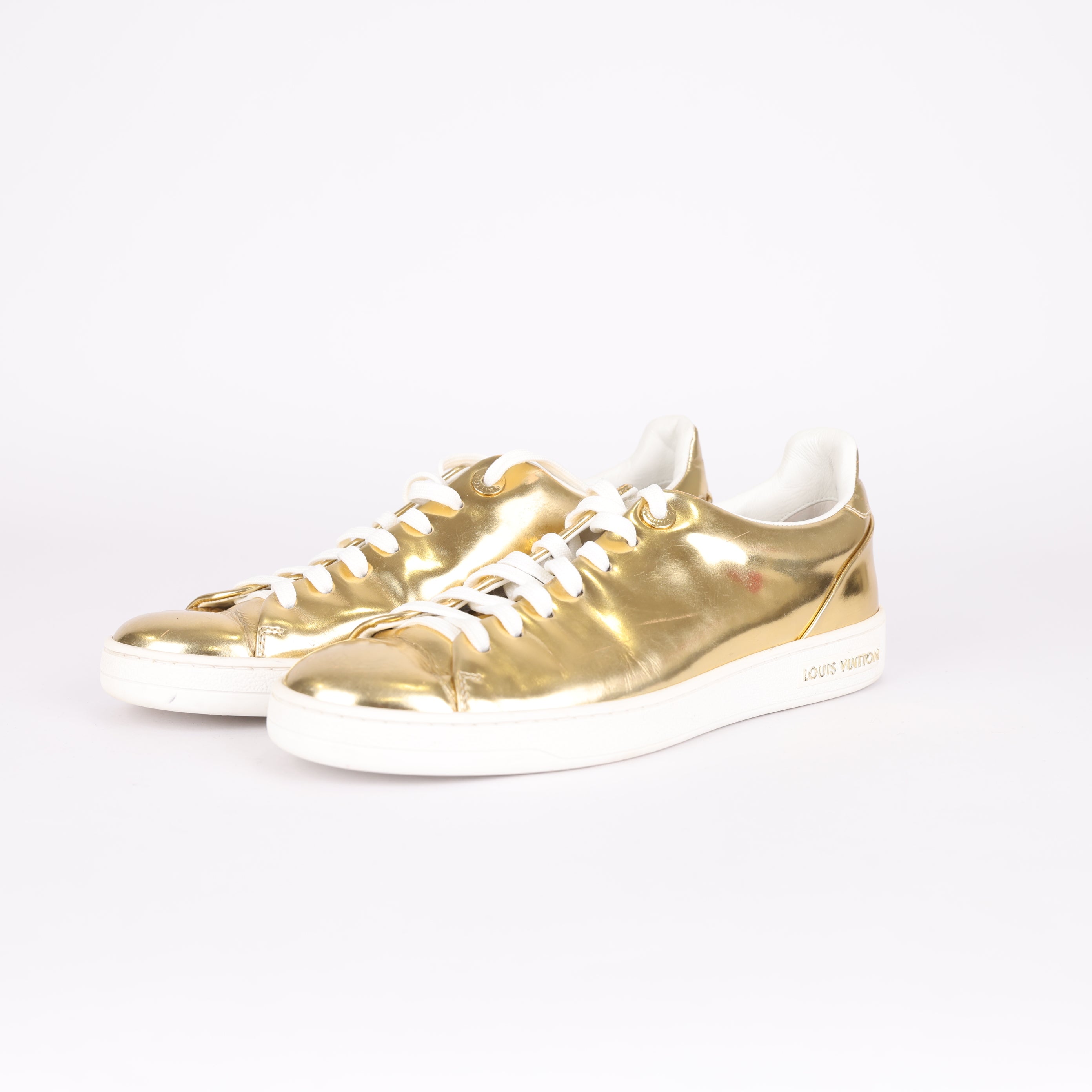 PRE OWNED- Louis Vuitton gold shiny panel shoes without insole size EU36.5/ UK3.5