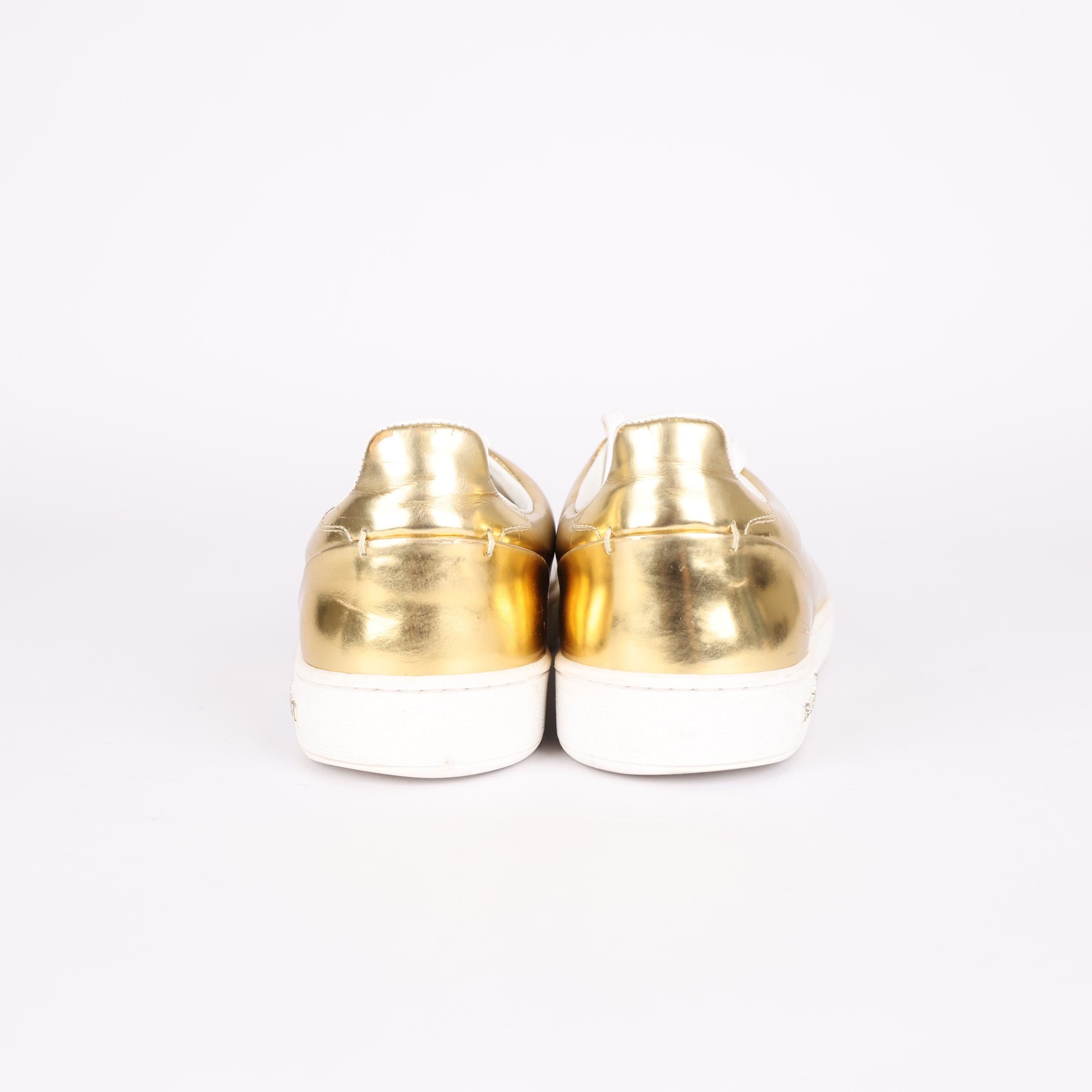 PRE OWNED- Louis Vuitton gold shiny panel shoes without insole size EU36.5/ UK3.5