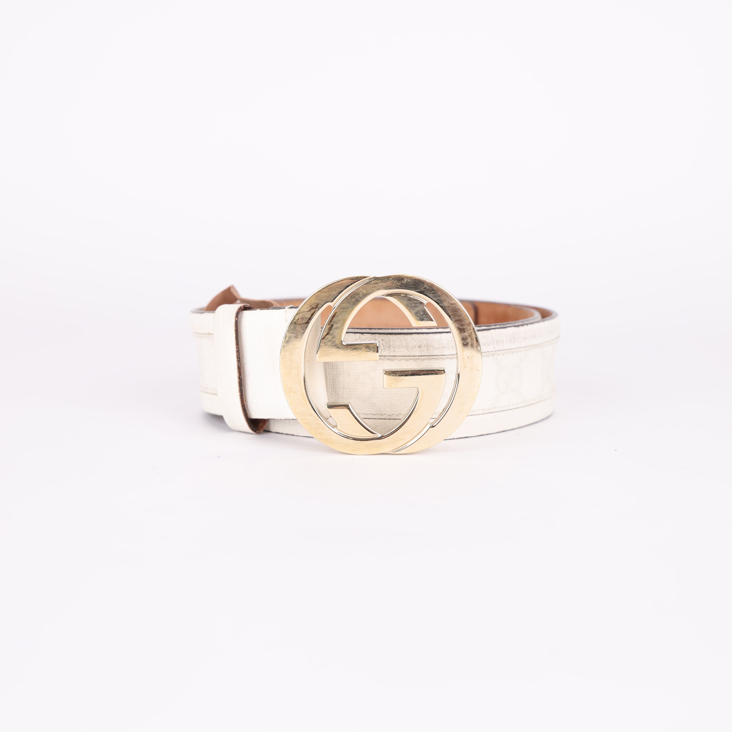 PRE OWNED- GUCCI Beige Leather Belt 90/36