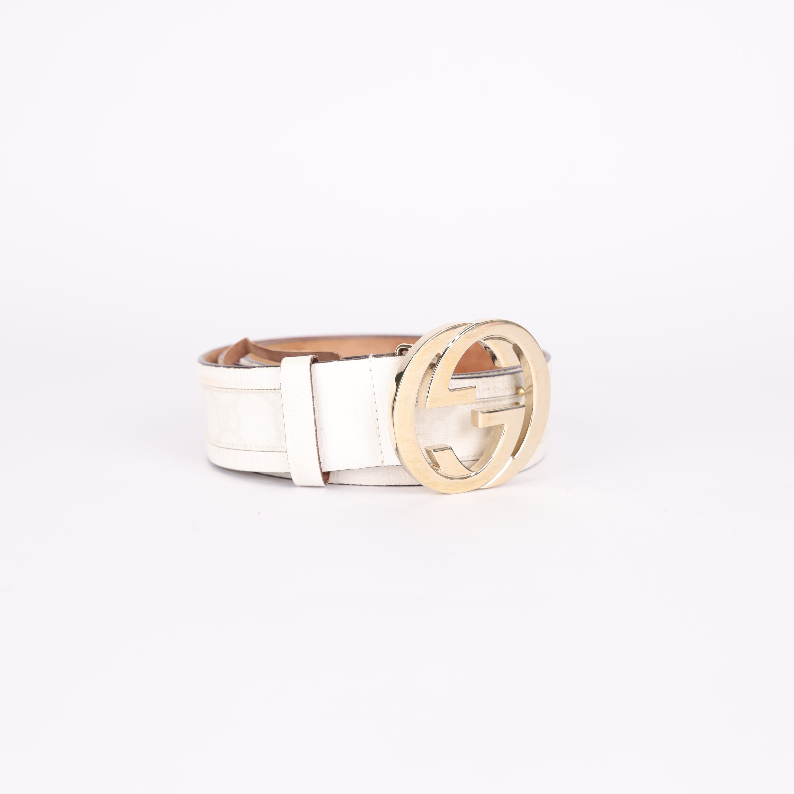 PRE OWNED- GUCCI Beige Leather Belt 90/36