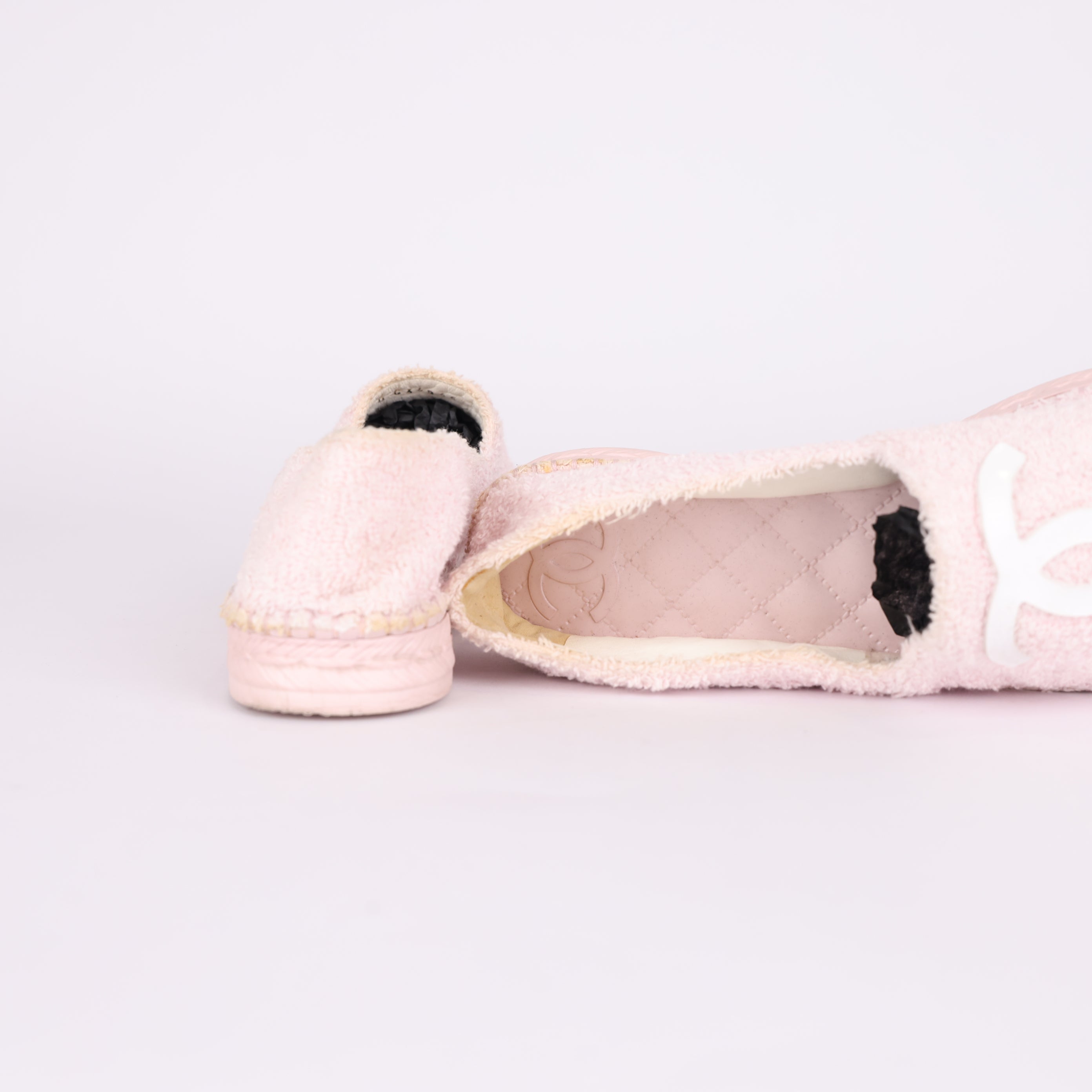 PRE OWNED- Chanel Pink Towel Double C Logo Fisherman Sneakers Size EU37/ UK4