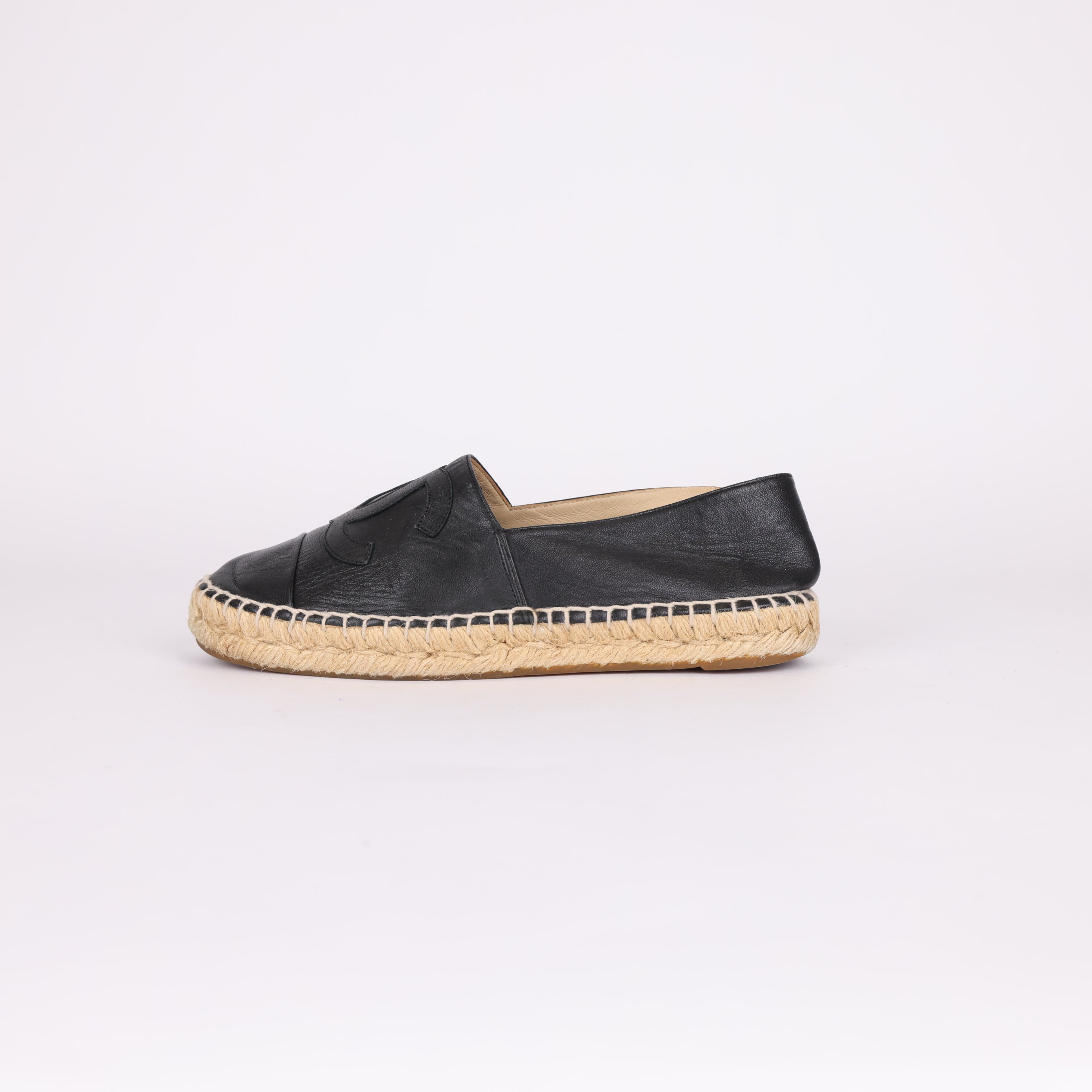 PRE OWNED- Chanel Black Satin Bucket Shoes Size EU37/ UK4