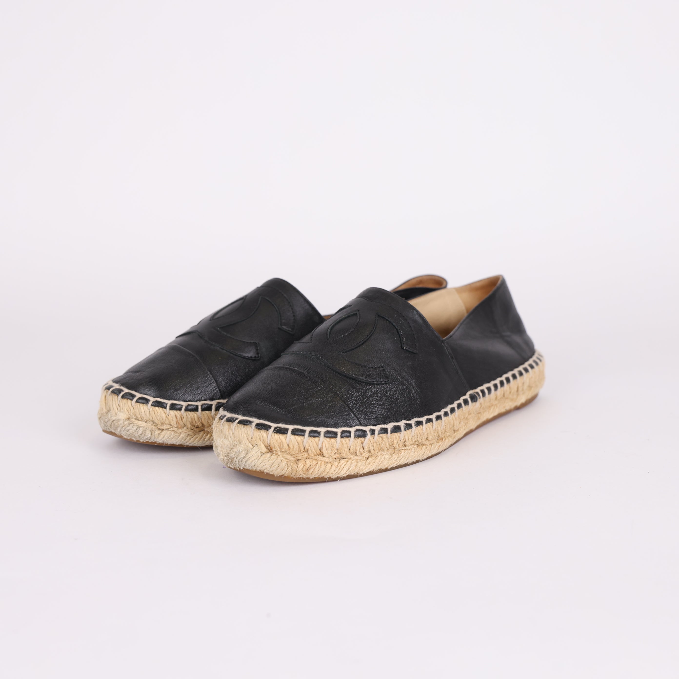 PRE OWNED- Chanel Black Satin Bucket Shoes Size EU37/ UK4