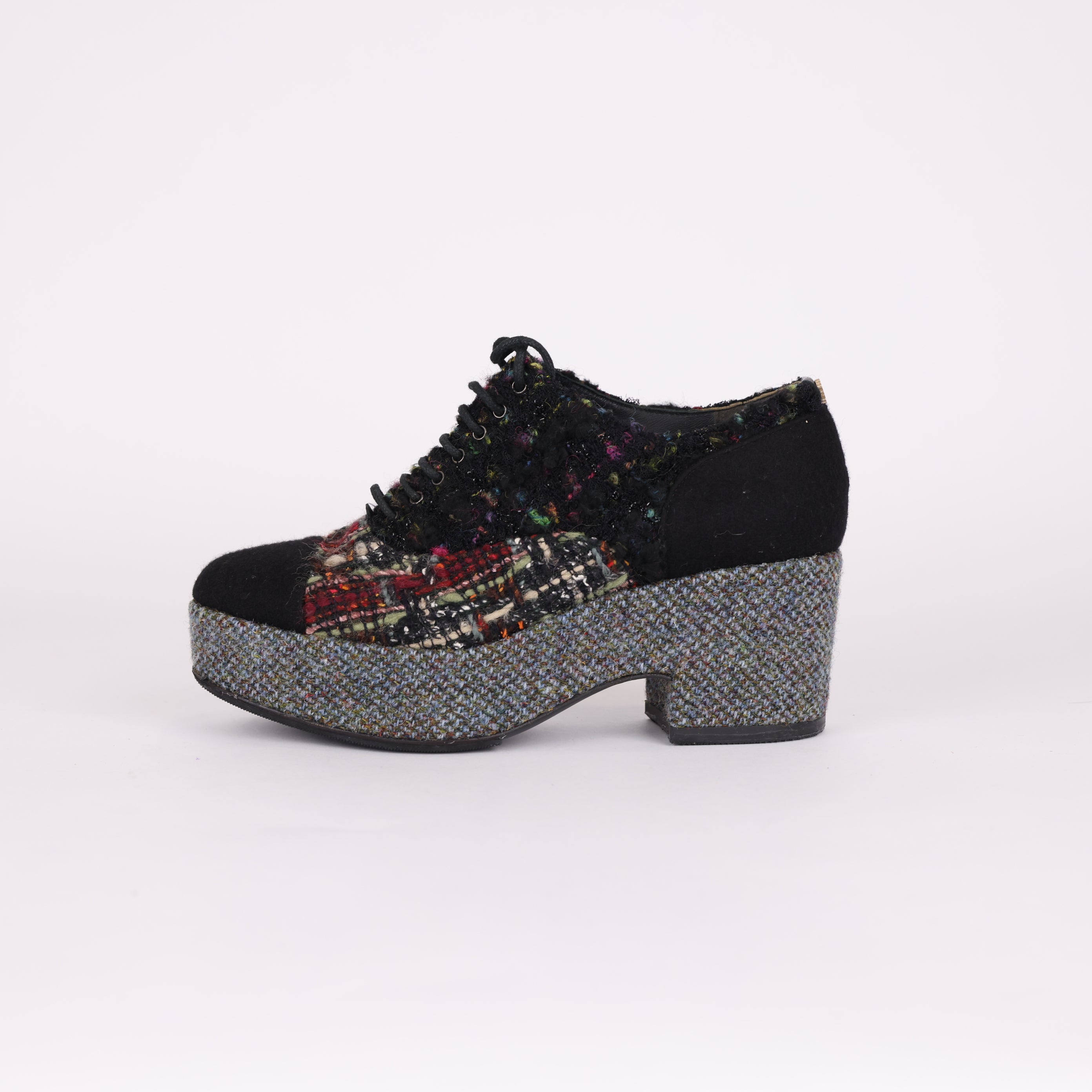 PRE OWNED- Chanel tweed wedge shoes size EU36/ UK3