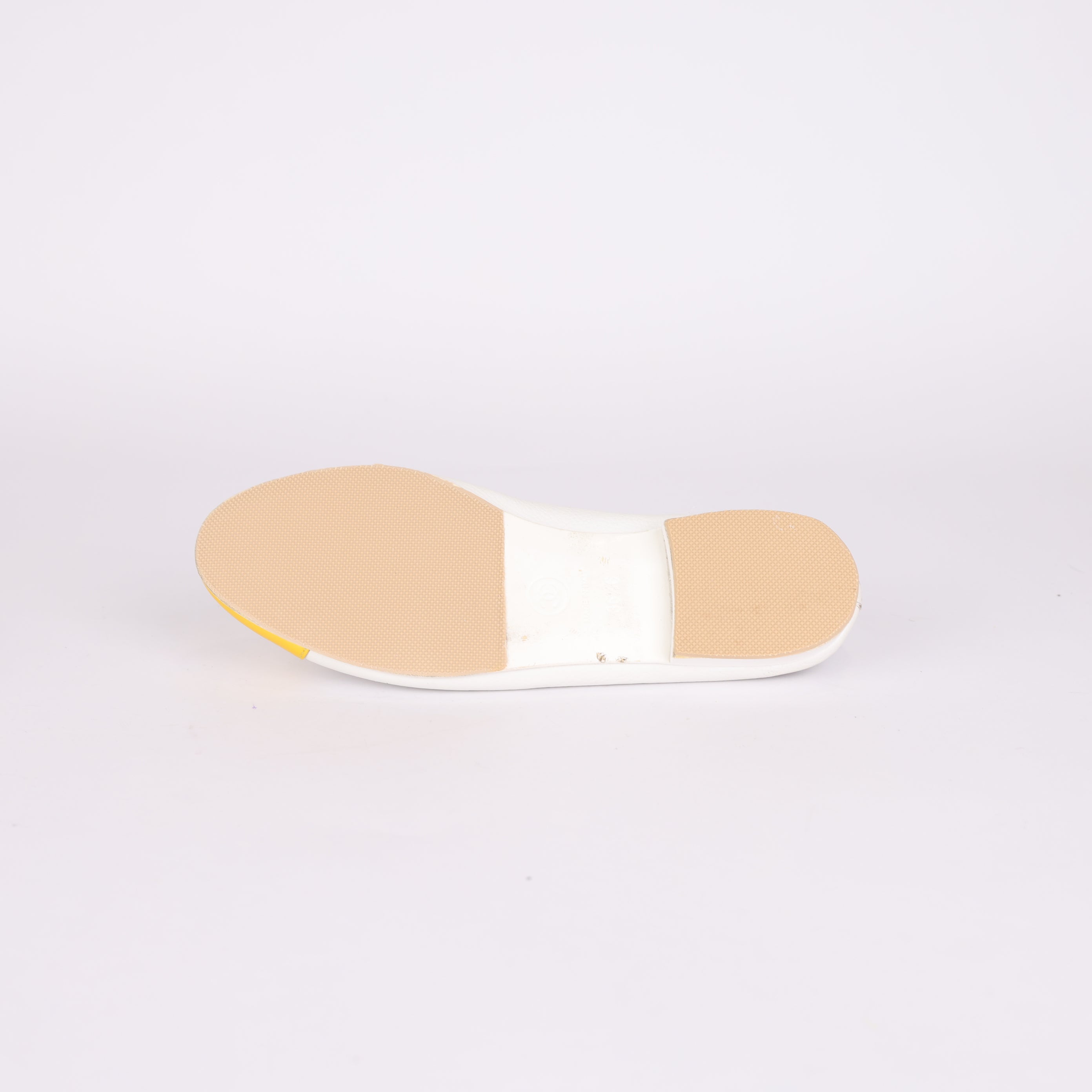 PRE OWNED- Chanel white and yellow double C flat shoes size EU36.5/ UK3.5
