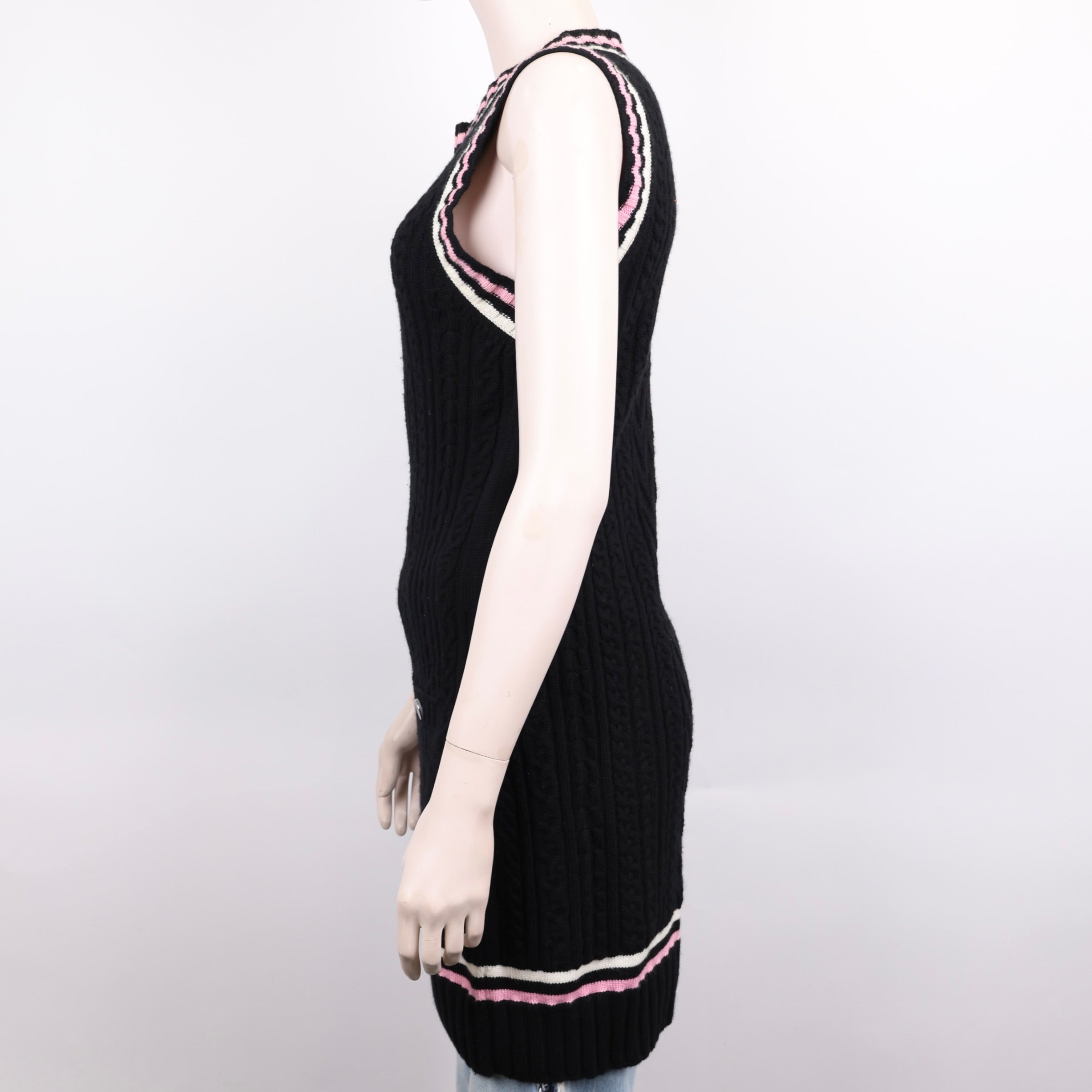 PRE OWNED- CHANEL Chanel twisted round neck logo button dress size 38