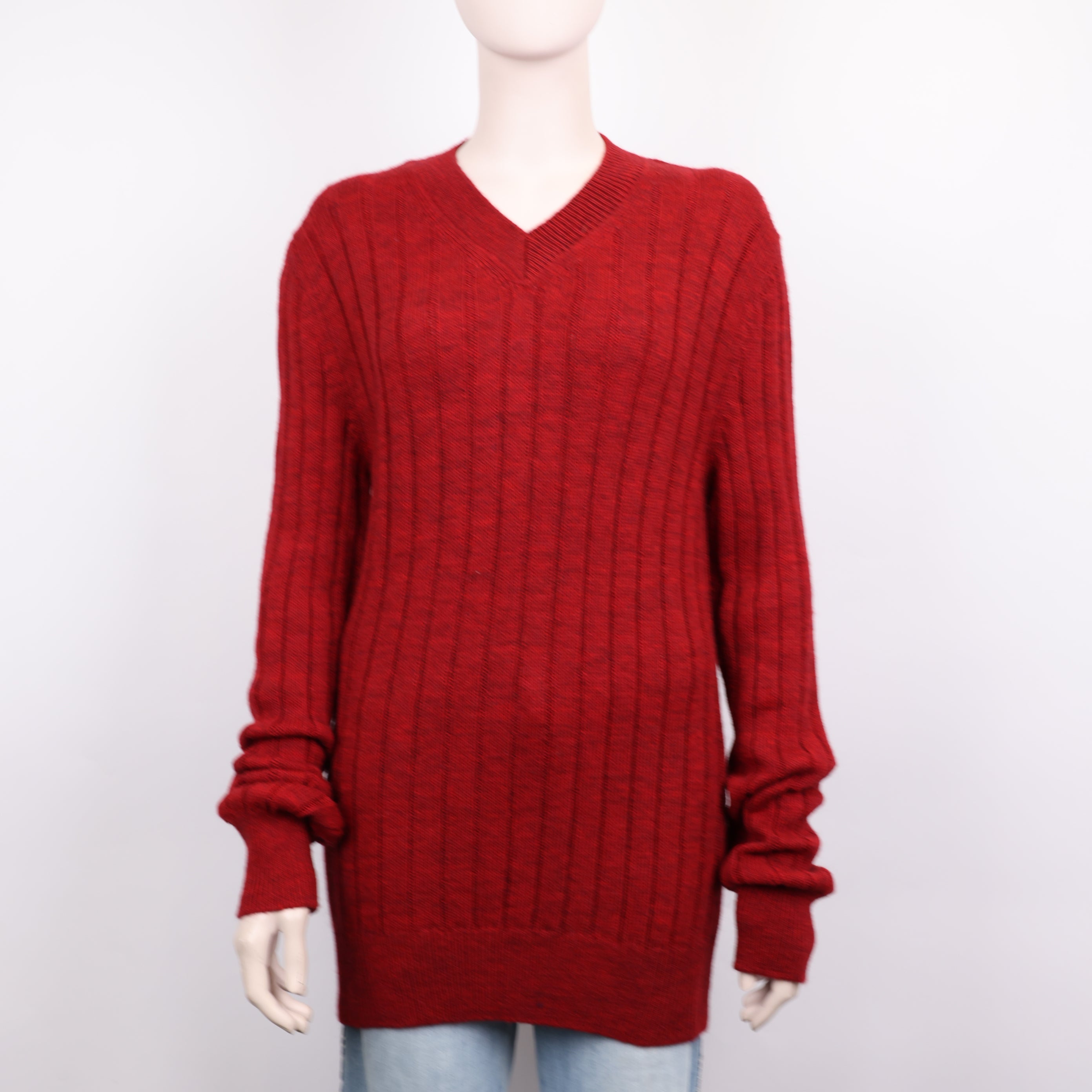 PRE OWNED- Dolce & Gabbana Red V-Neck Sweater Size 50