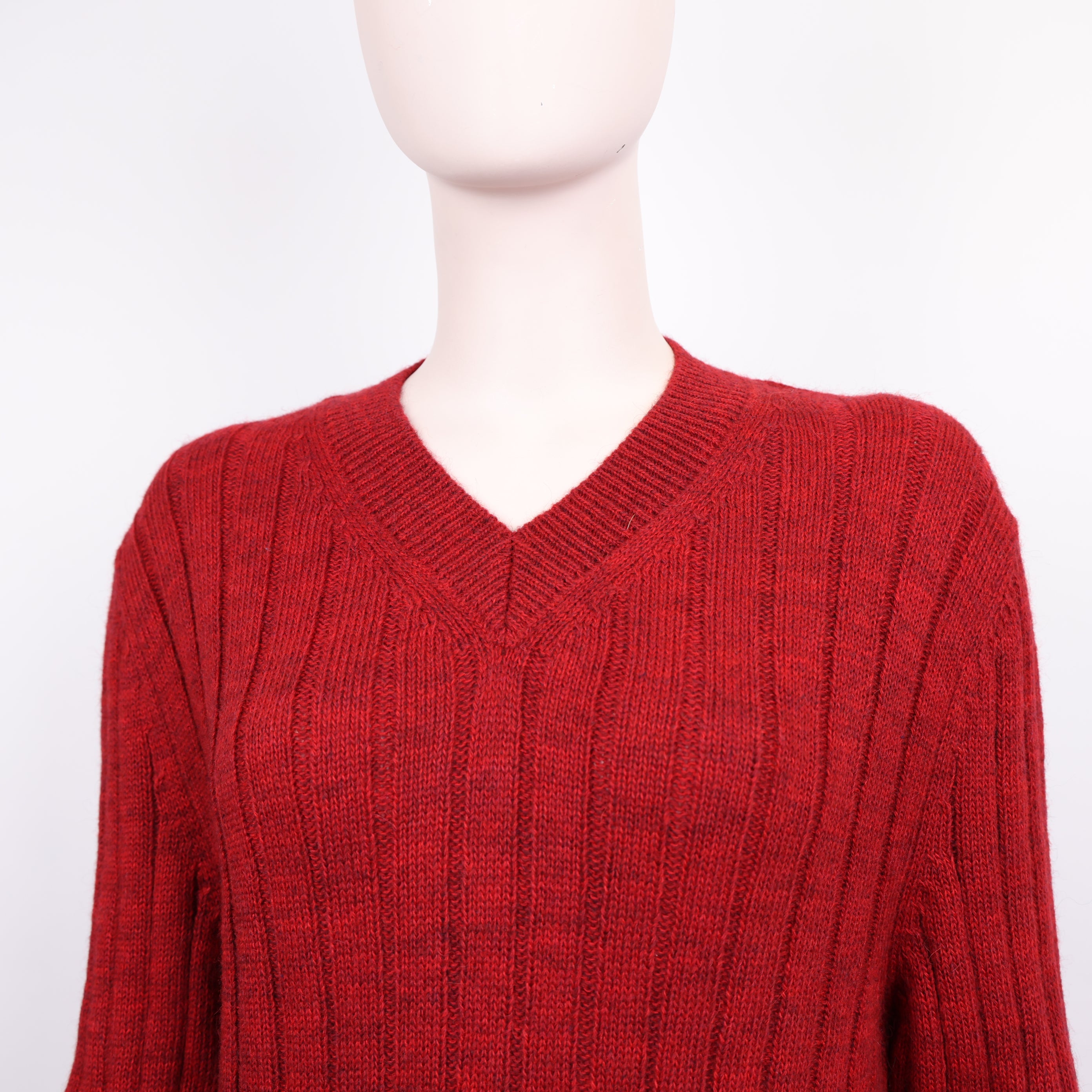 PRE OWNED- Dolce & Gabbana Red V-Neck Sweater Size 50