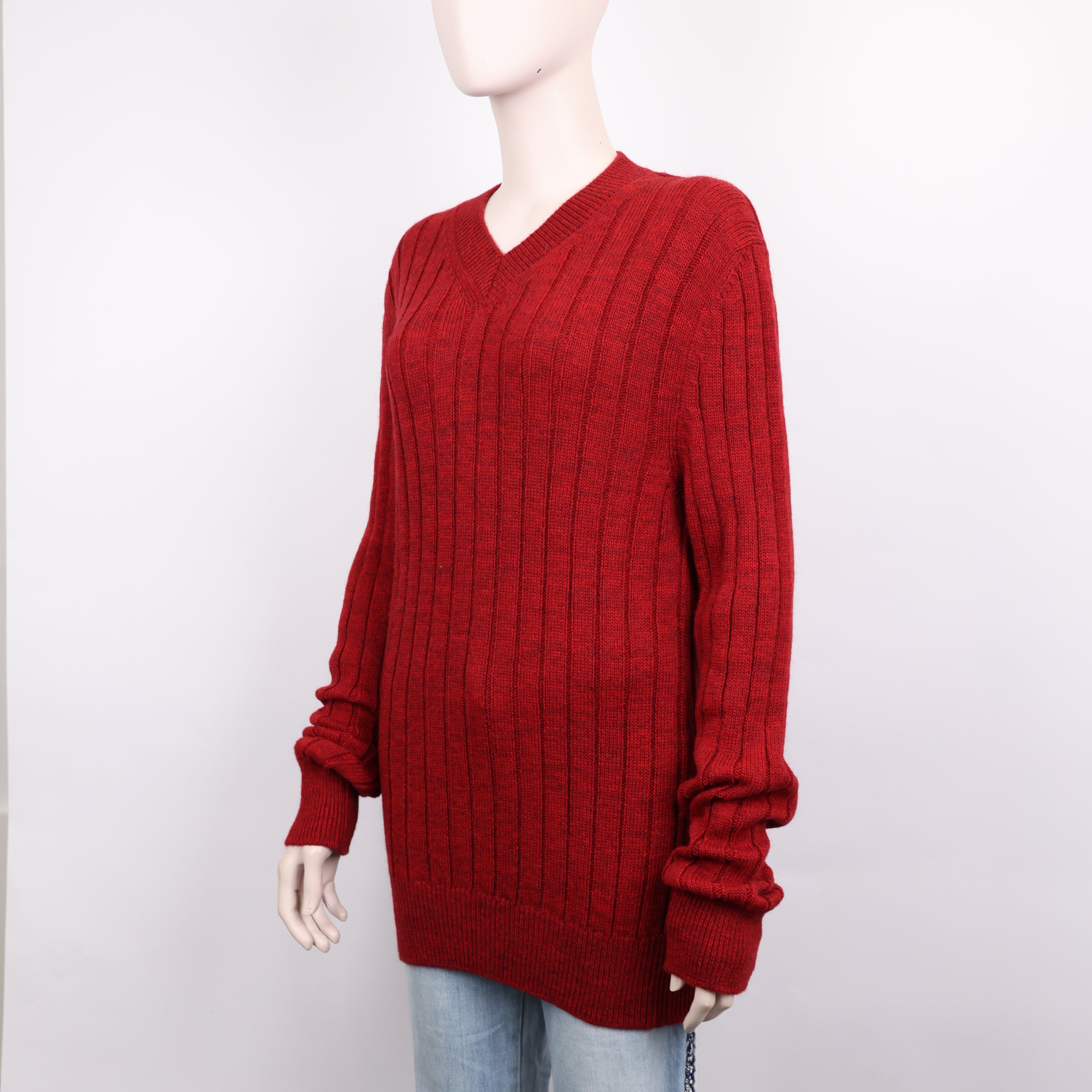 PRE OWNED- Dolce & Gabbana Red V-Neck Sweater Size 50