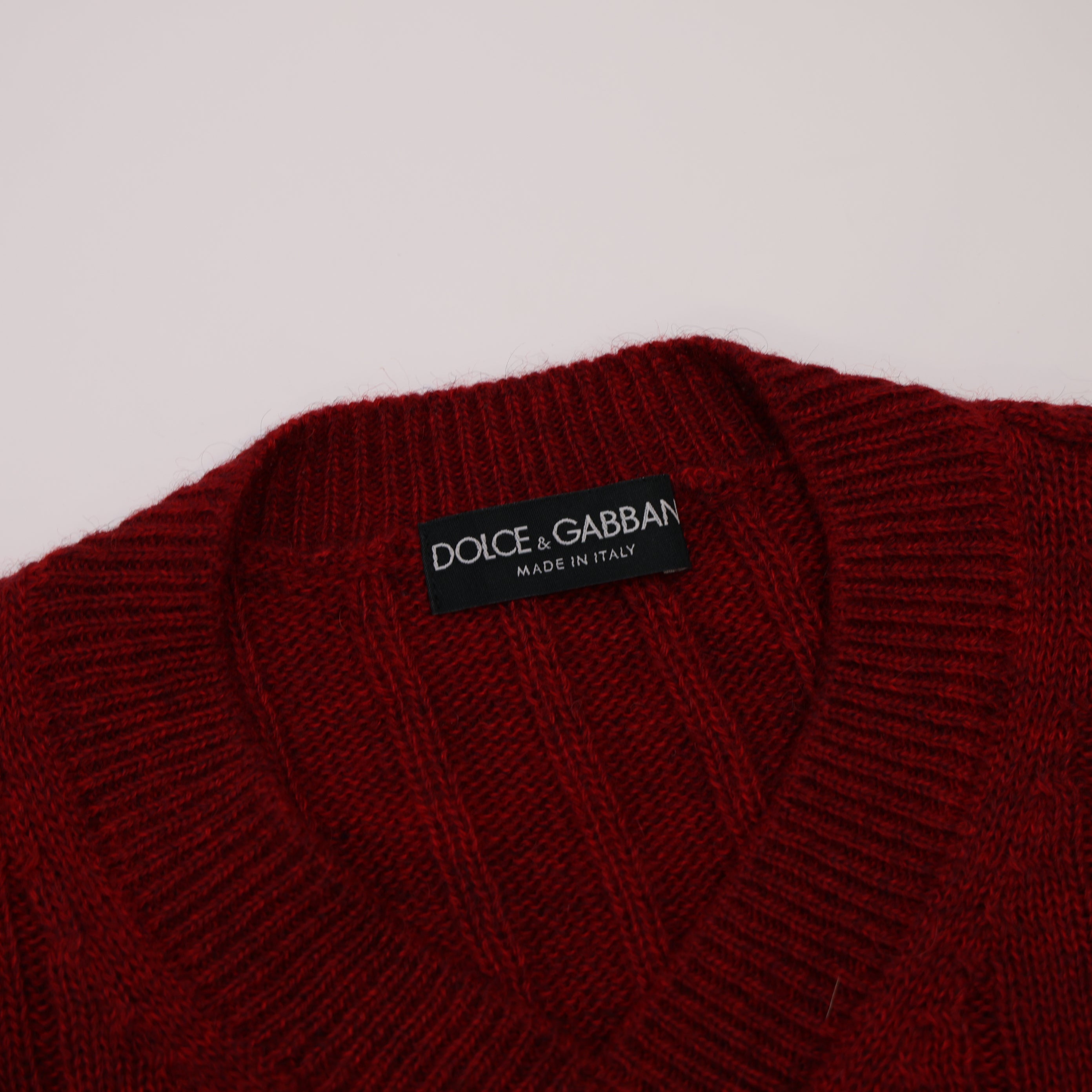 PRE OWNED- Dolce & Gabbana Red V-Neck Sweater Size 50