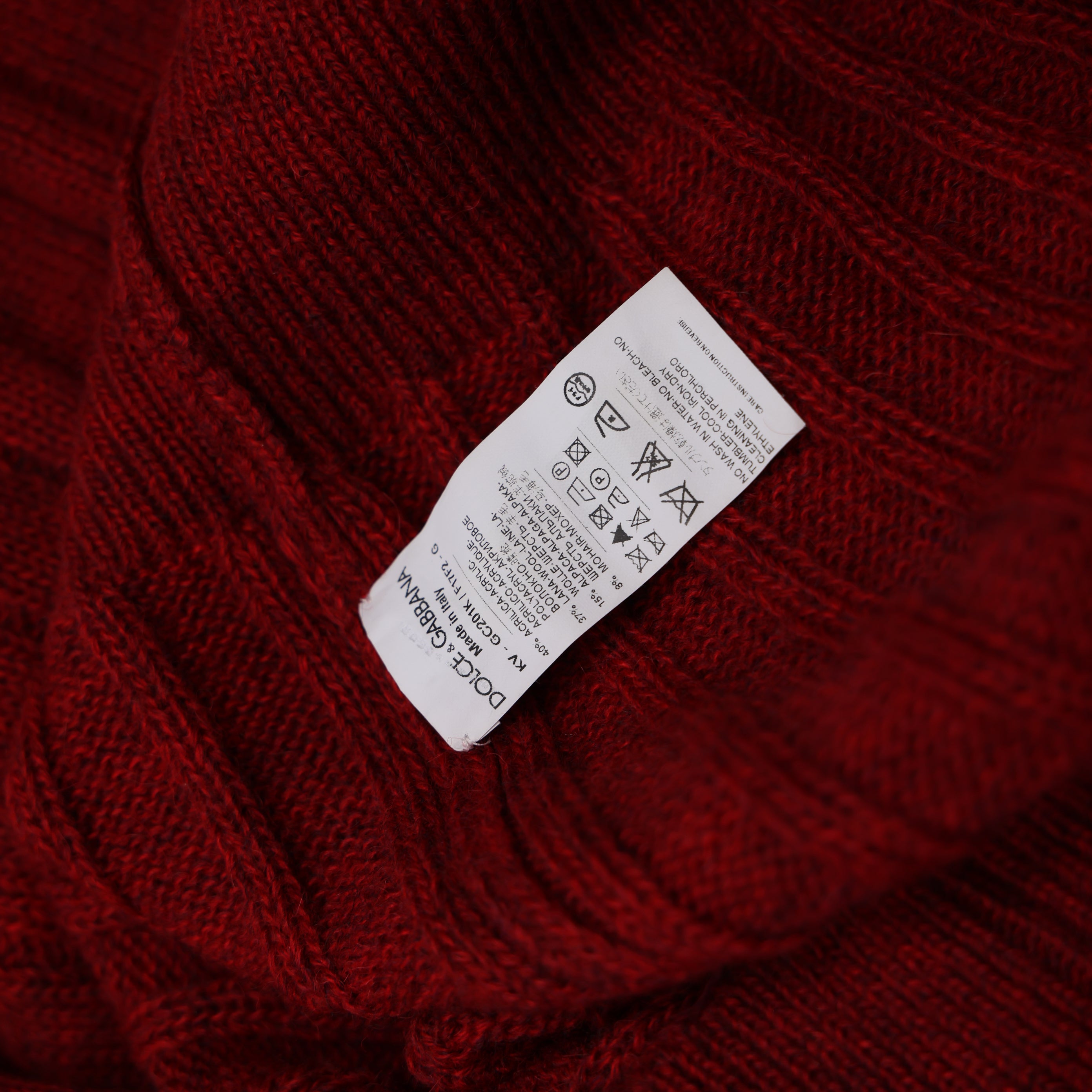 PRE OWNED- Dolce & Gabbana Red V-Neck Sweater Size 50