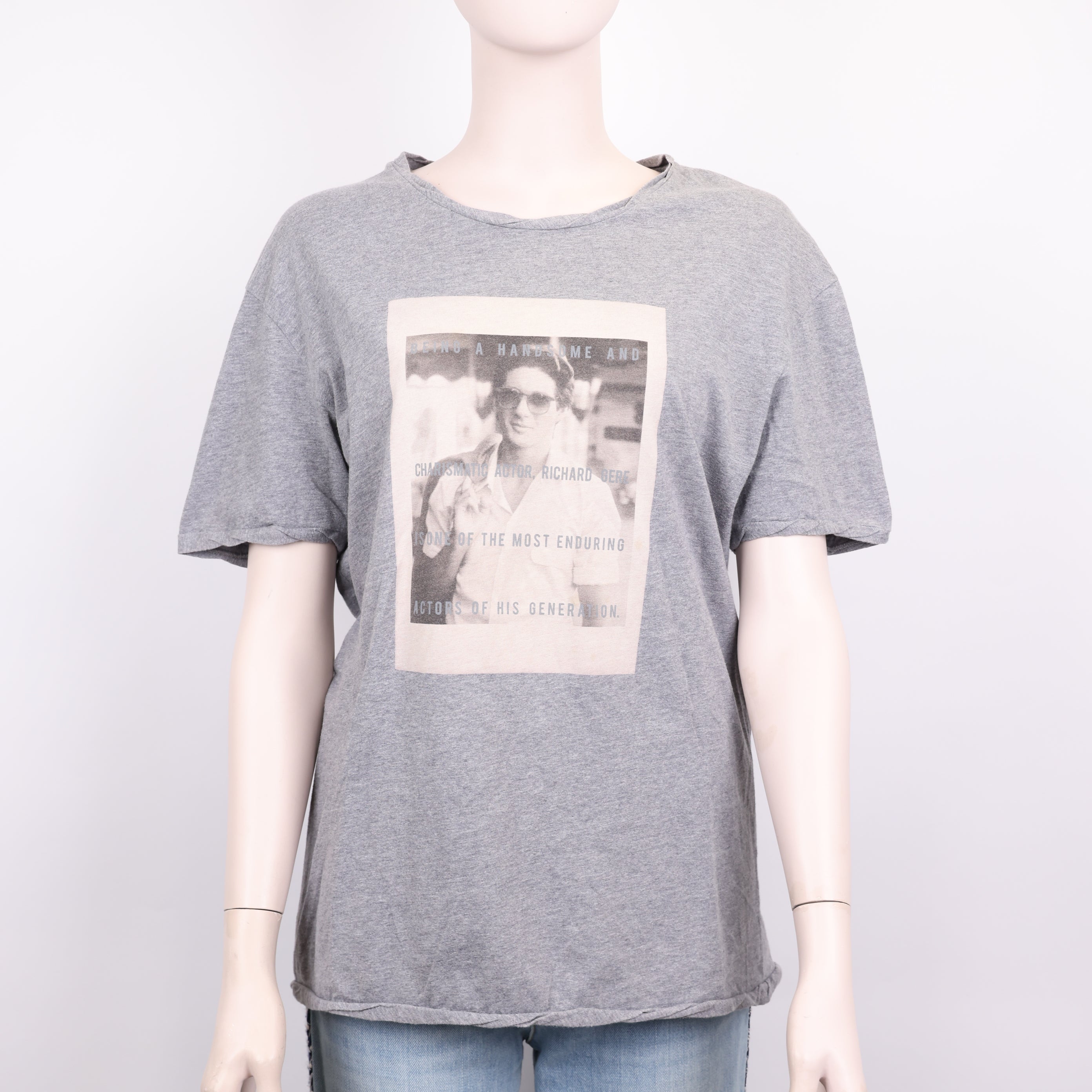 PRE OWNED- Dolce & Gabbana Grey Poster Print Short Sleeve Size 50