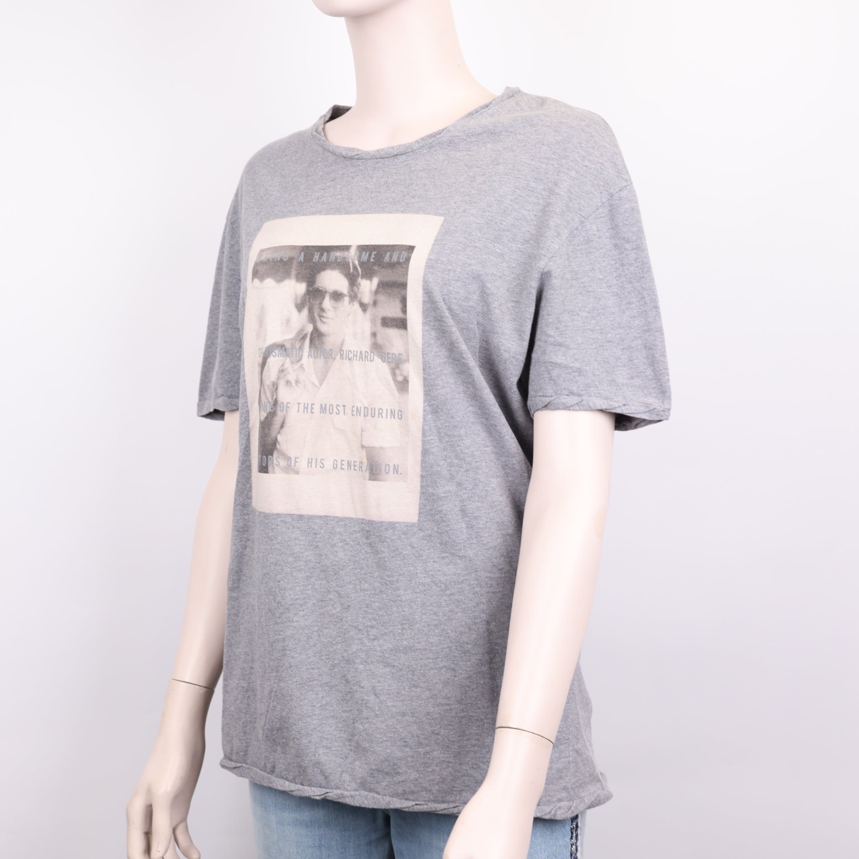 PRE OWNED- Dolce & Gabbana Grey Poster Print Short Sleeve Size 50