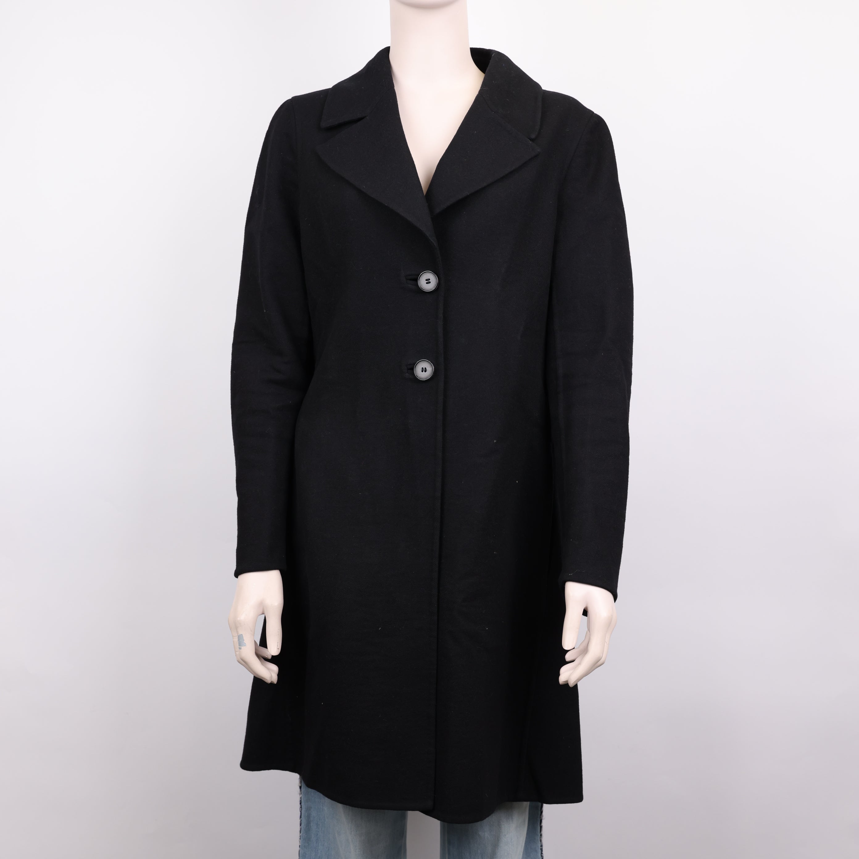 PRE OWNED- Valentino black lapel coat size 44