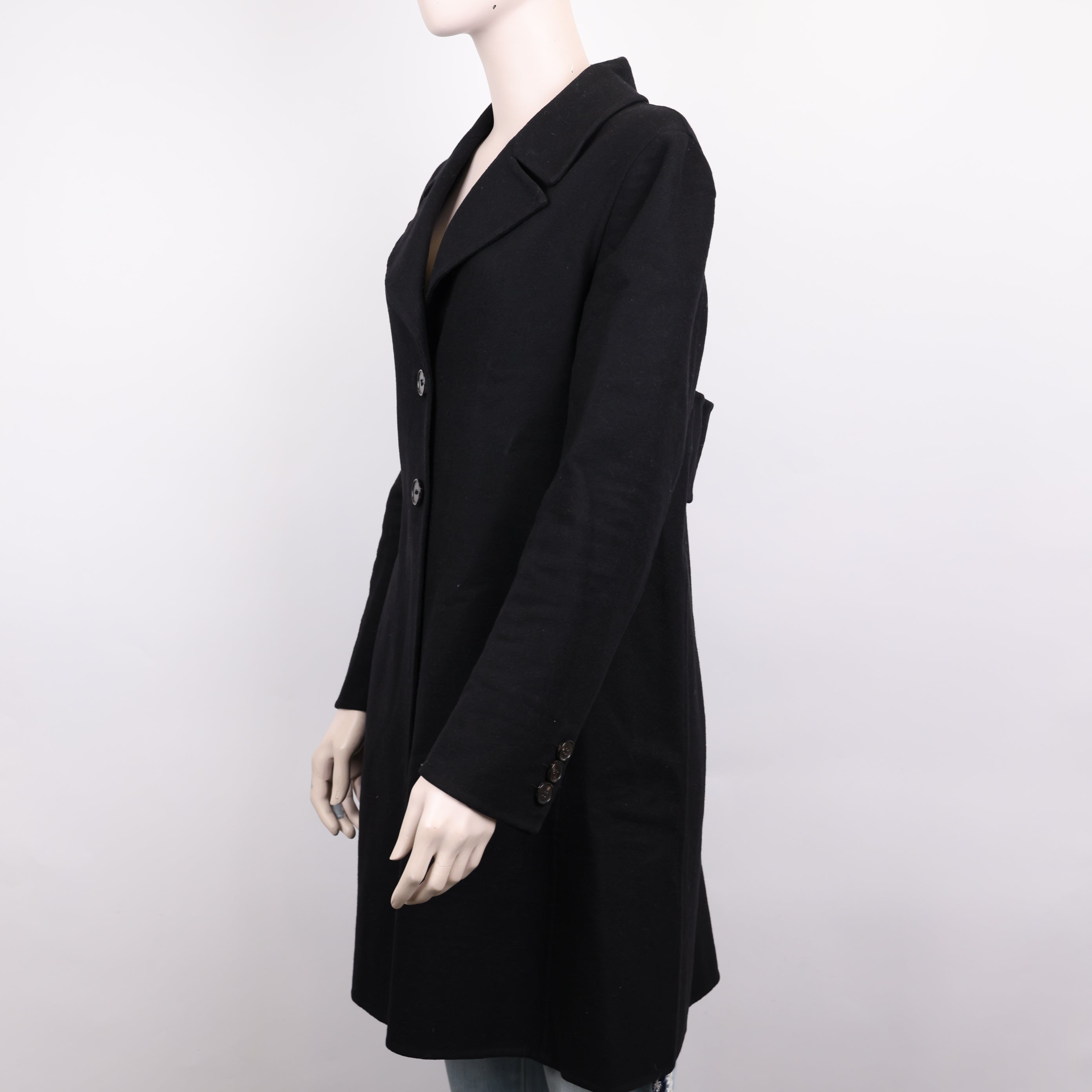 PRE OWNED- Valentino black lapel coat size 44