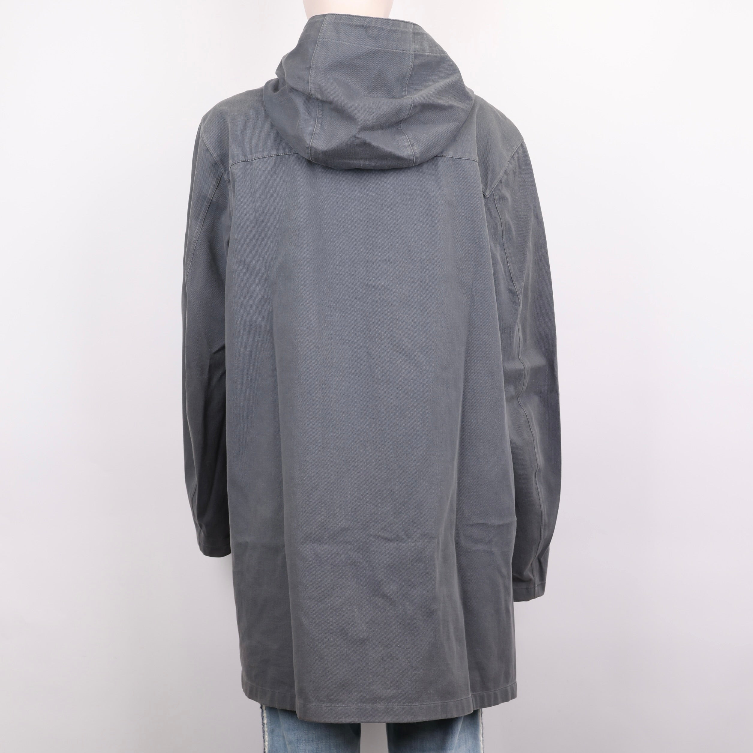 PRE OWNED- PRADA Prada cement gray hooded long coat MEN'S size 50