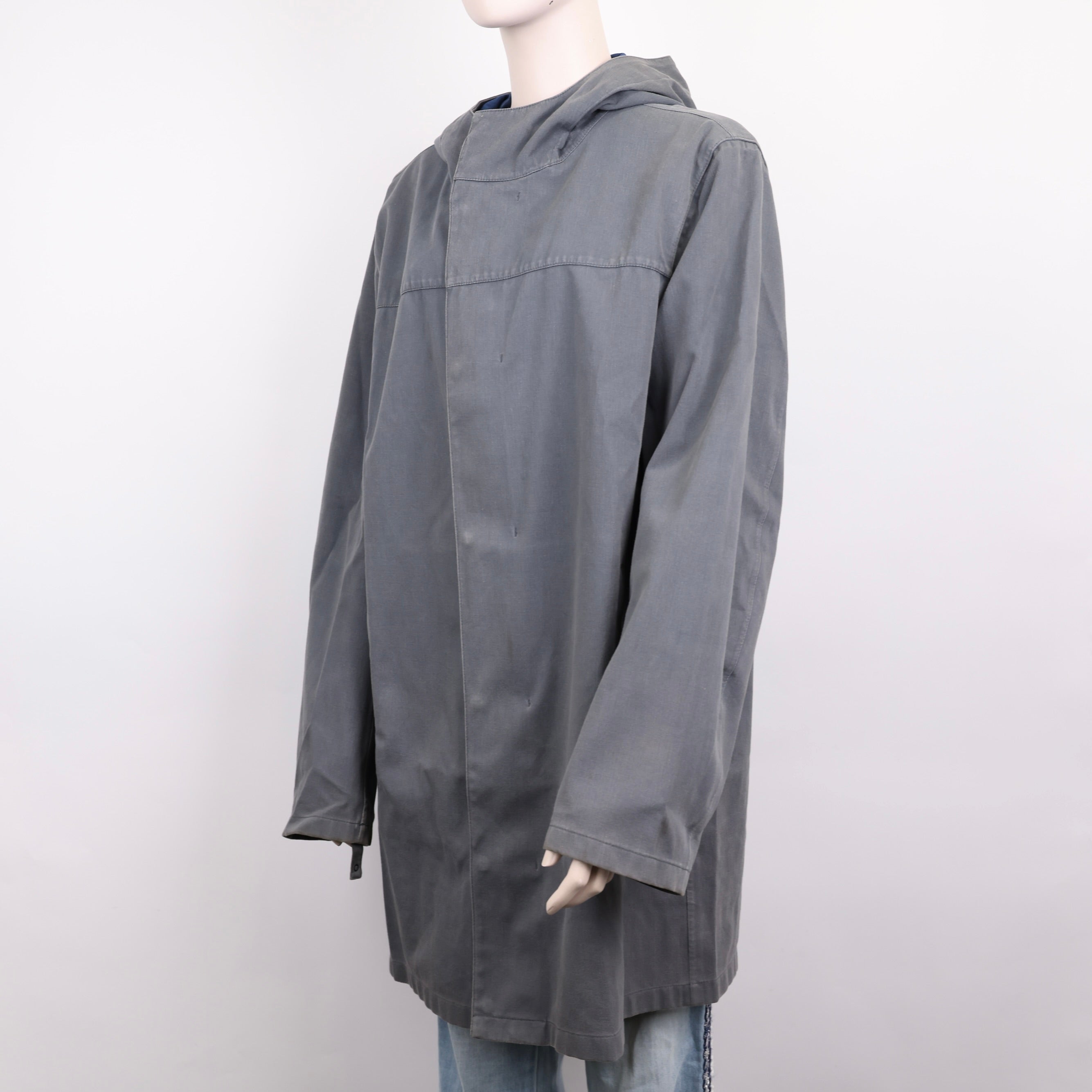 PRE OWNED- PRADA Prada cement gray hooded long coat MEN'S size 50