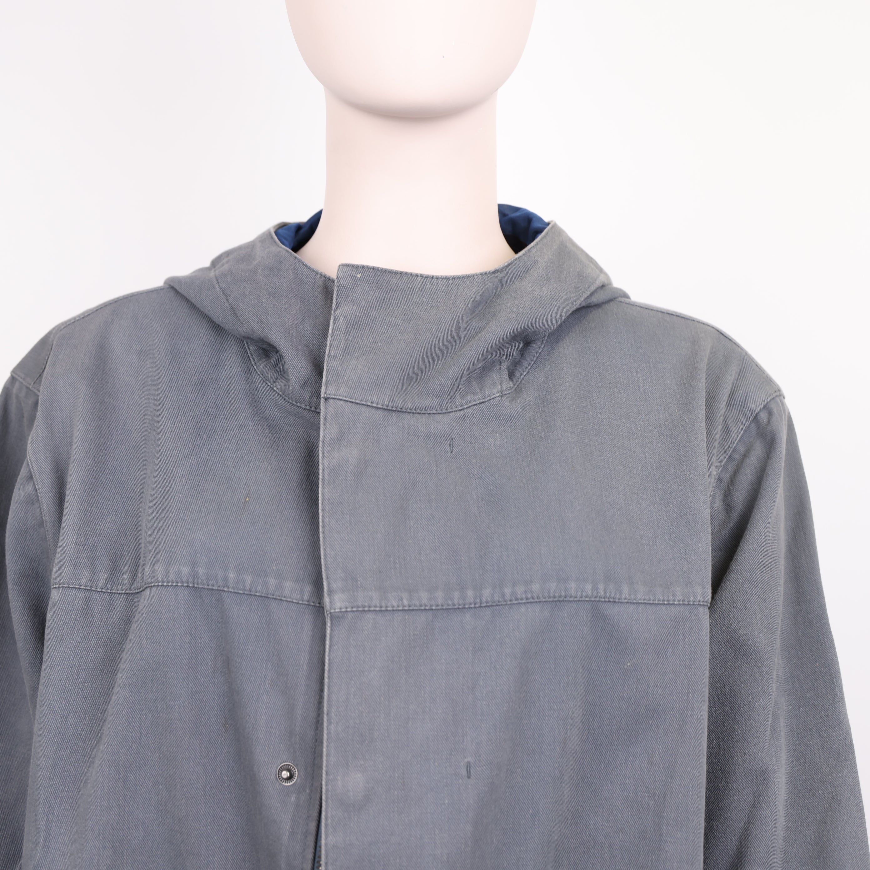 PRE OWNED- PRADA Prada cement gray hooded long coat MEN'S size 50