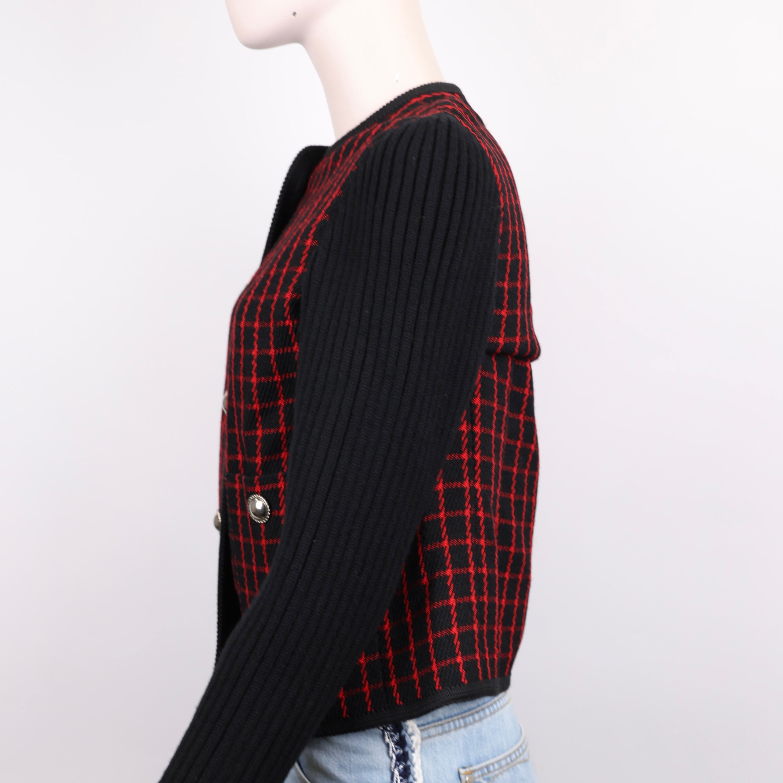 PRE OWNED-Miu Miu ribbed knit check jacket size 36