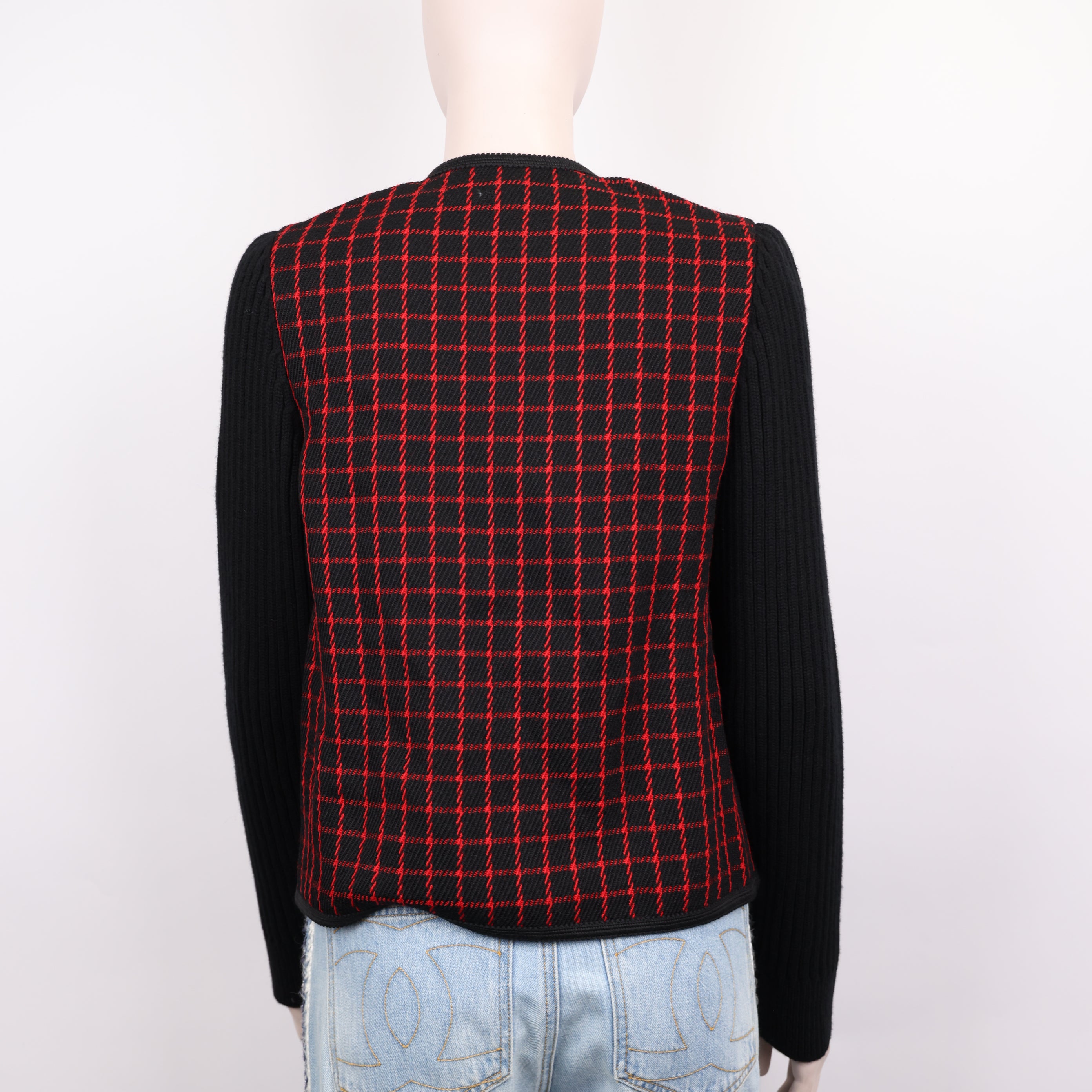 PRE OWNED-Miu Miu ribbed knit check jacket size 36