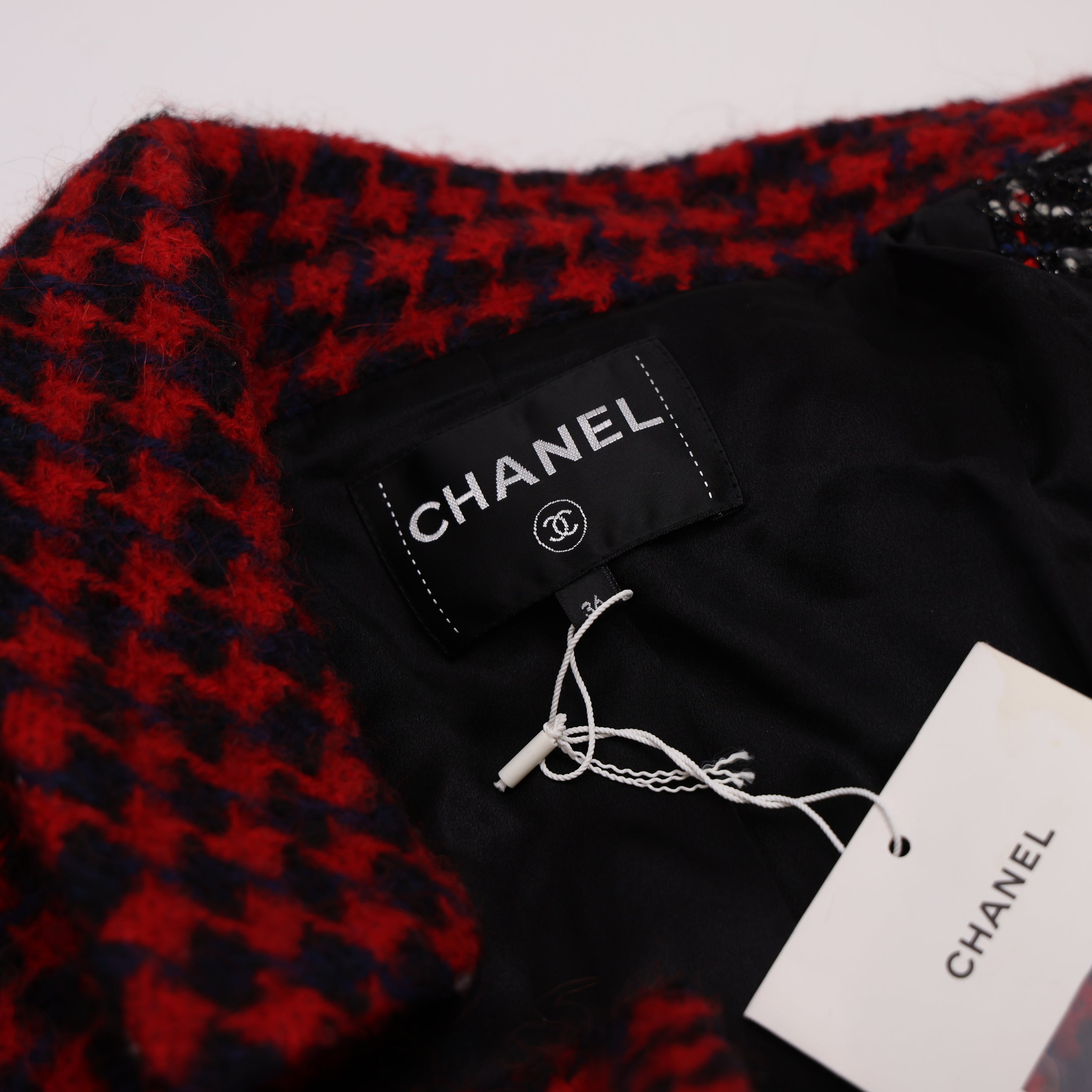 PRE OWNED- CHANEL 18 show style patchwork woven coat size 36