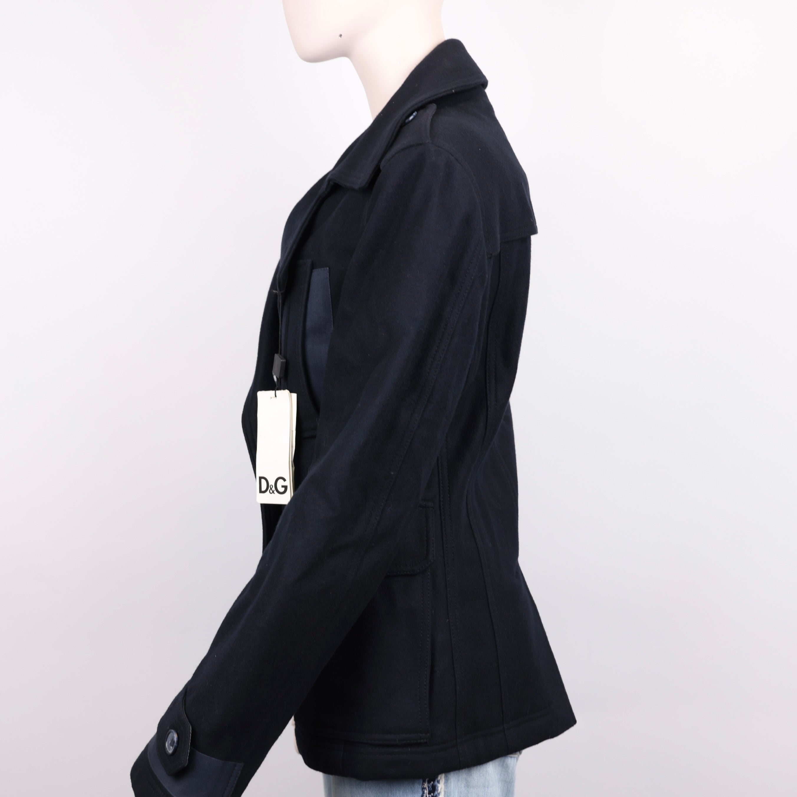 PRE OWNED- Dolce & Gabbana navy blue double-breasted short coat size 44
