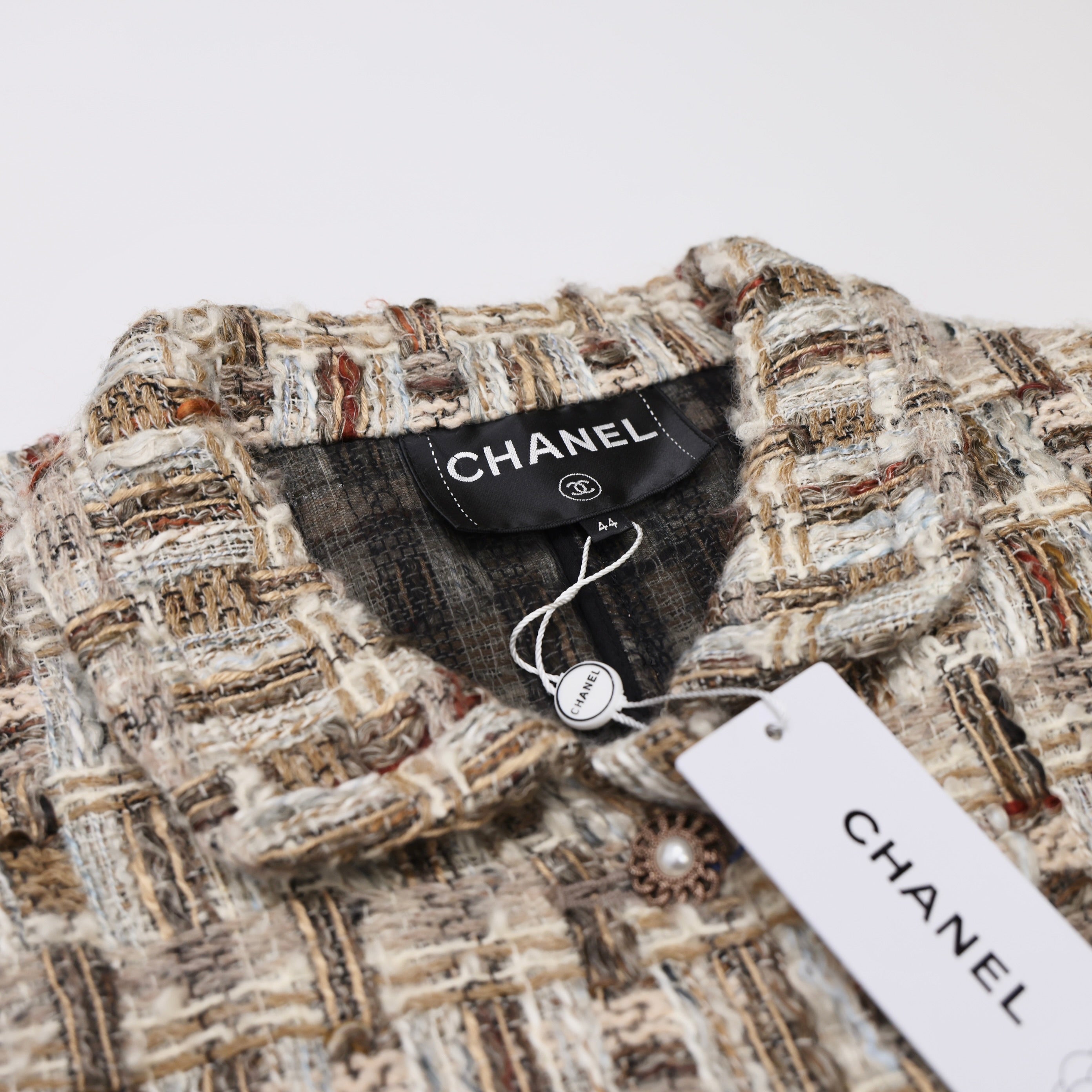 PRE OWNED- CHANEL Colorblock Braided Lapel Jacket Size 44
