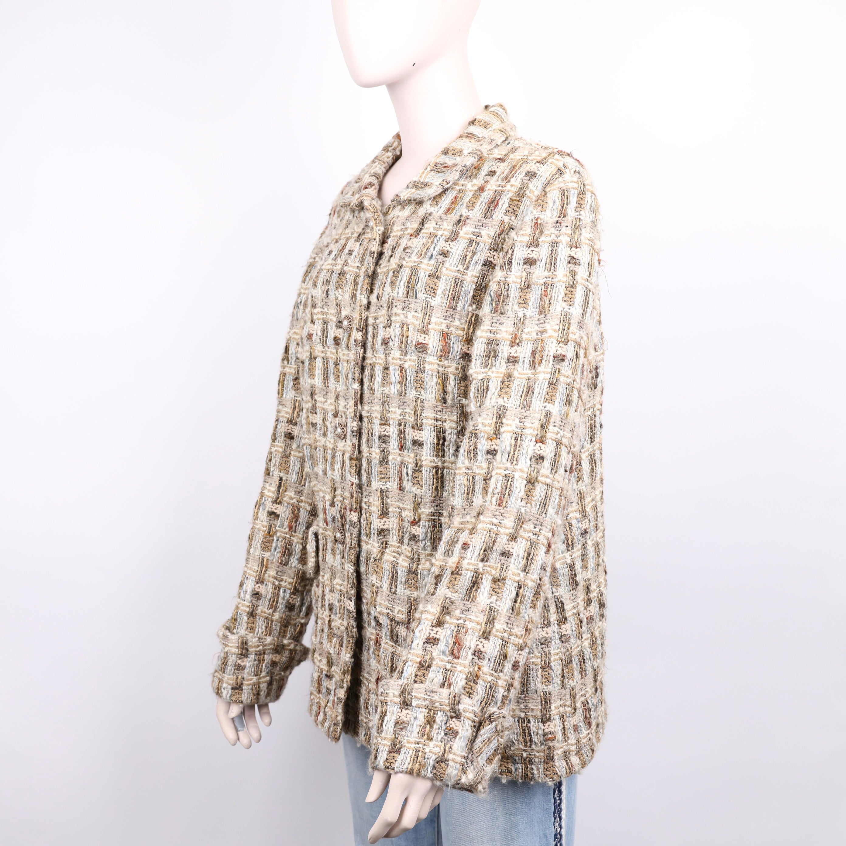 PRE OWNED- CHANEL Colorblock Braided Lapel Jacket Size 44