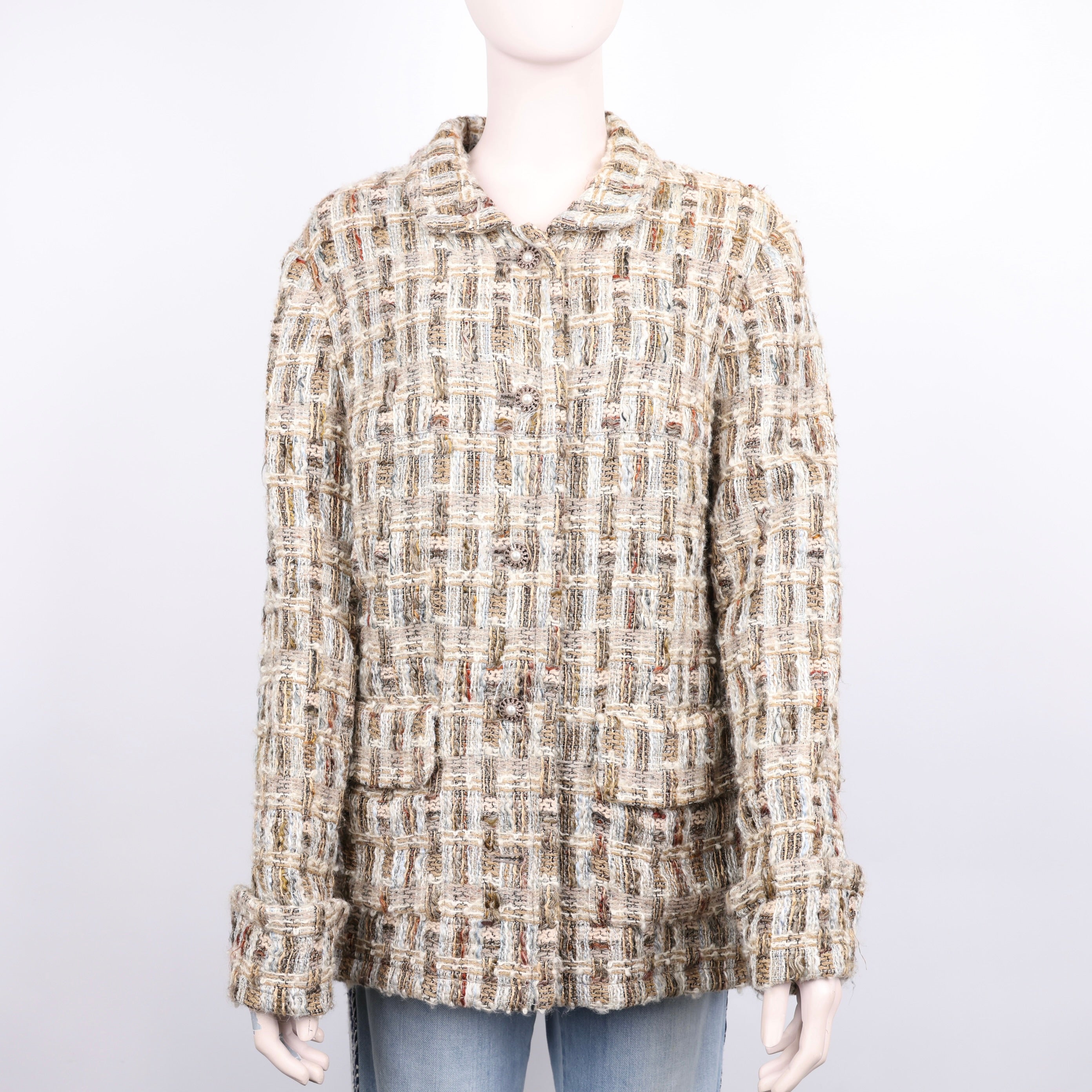 PRE OWNED- CHANEL Colorblock Braided Lapel Jacket Size 44