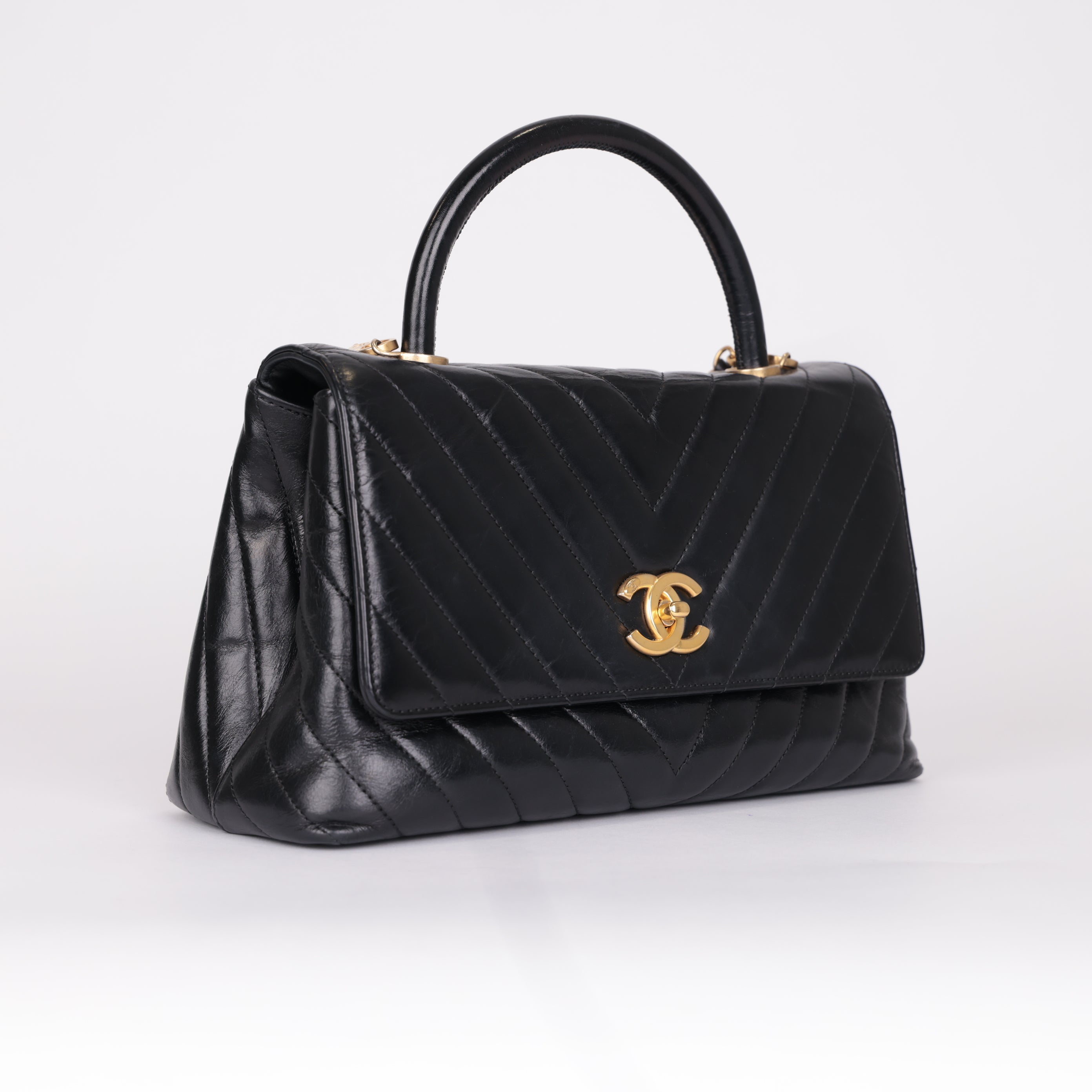 PRE OWNED-Chanel LARGE FLAP BAG WITH TOP HANDLE