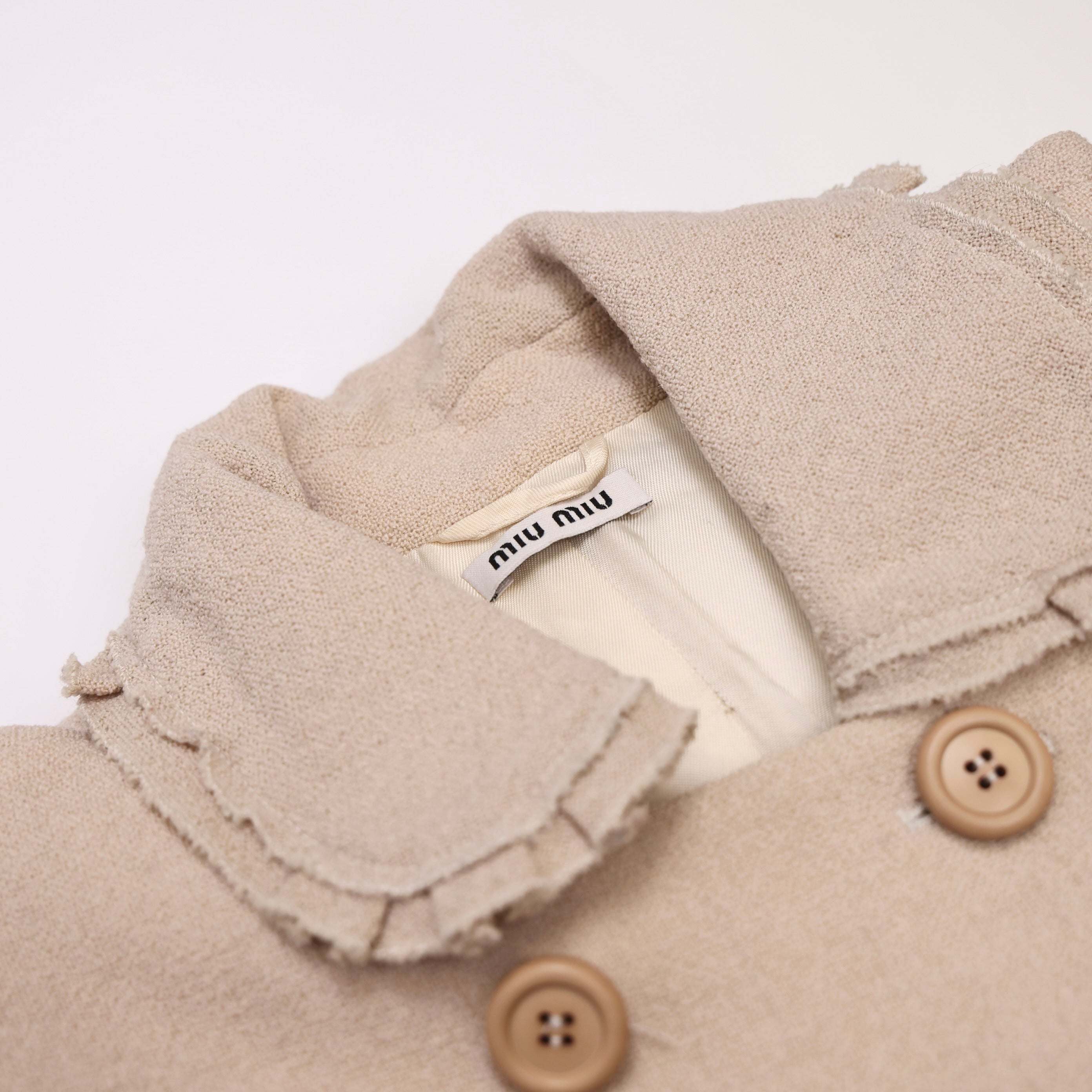 PRE OWNED- Miu Miu Khaki Double-Breasted Lace Coat Size 38
