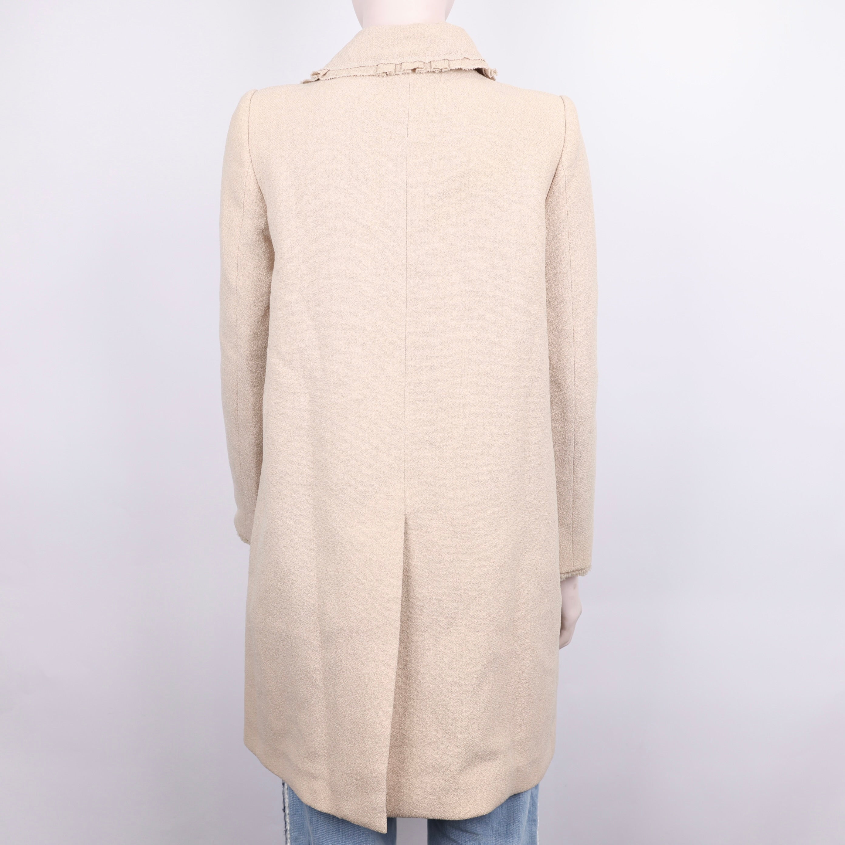 PRE OWNED- Miu Miu Khaki Double-Breasted Lace Coat Size 38