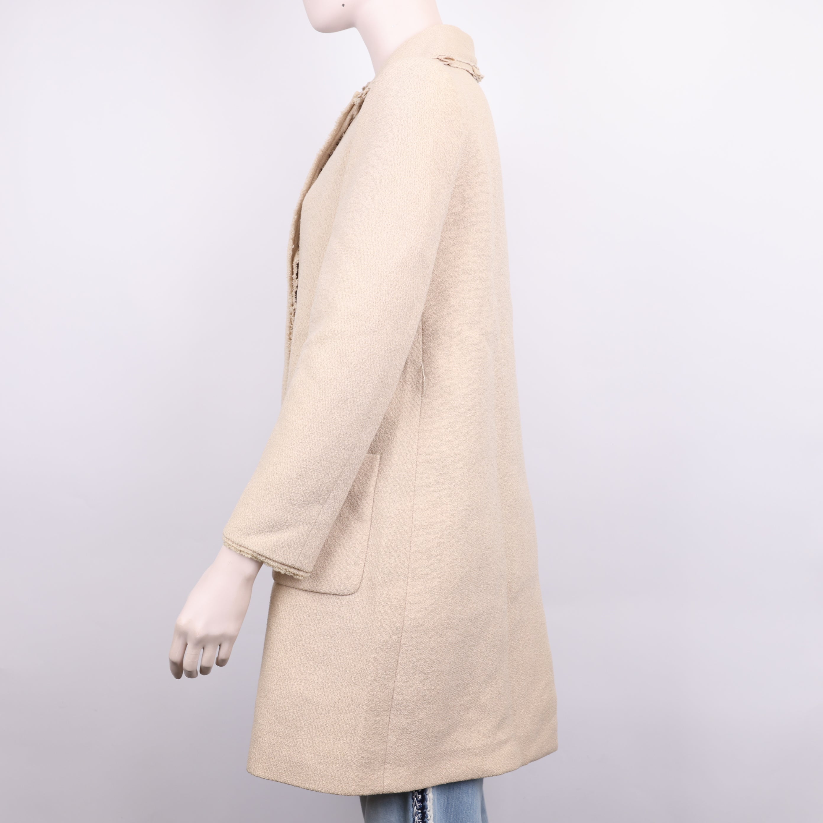 PRE OWNED- Miu Miu Khaki Double-Breasted Lace Coat Size 38