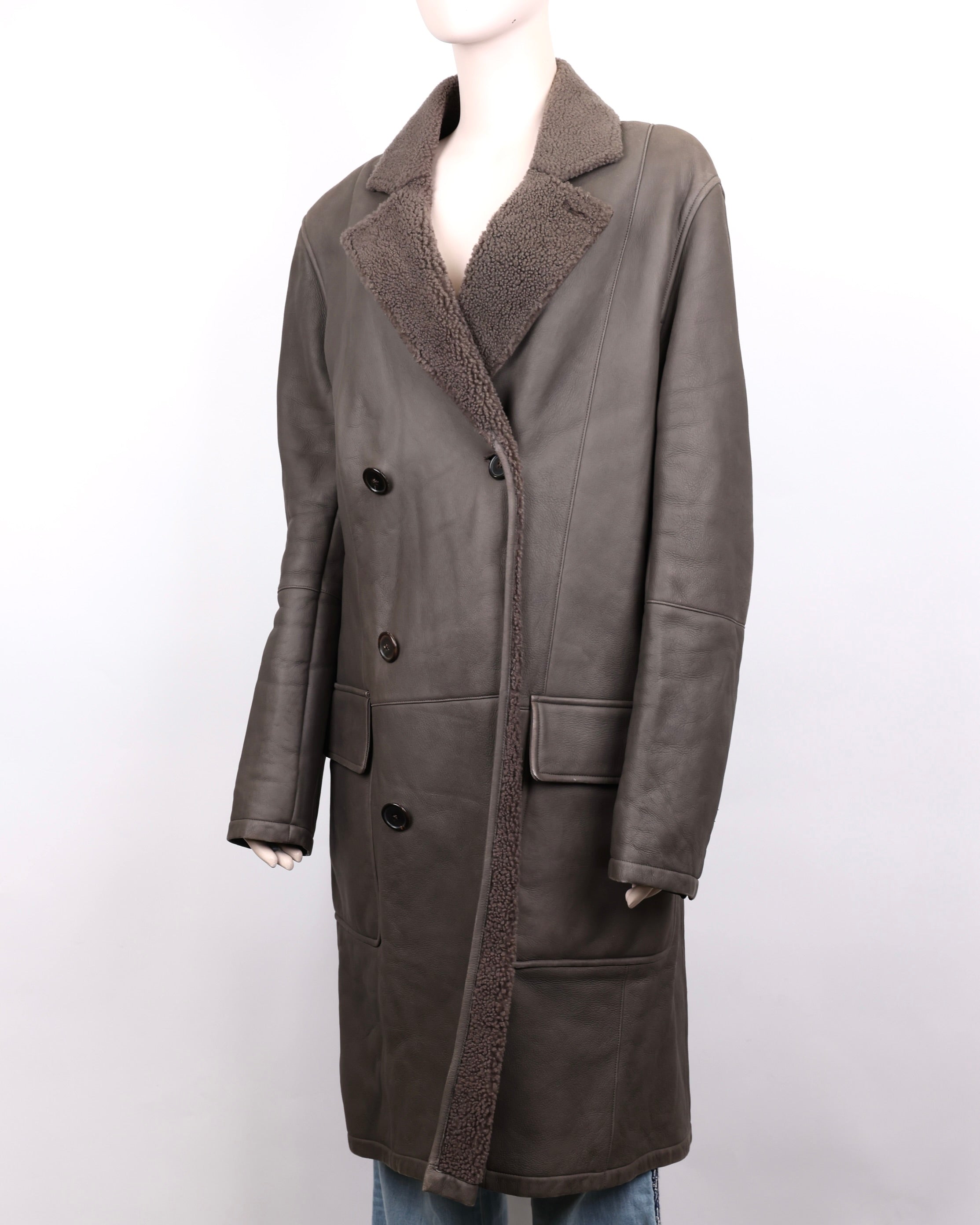 PRE OWNED-  Hermes fur lapel coat size 50