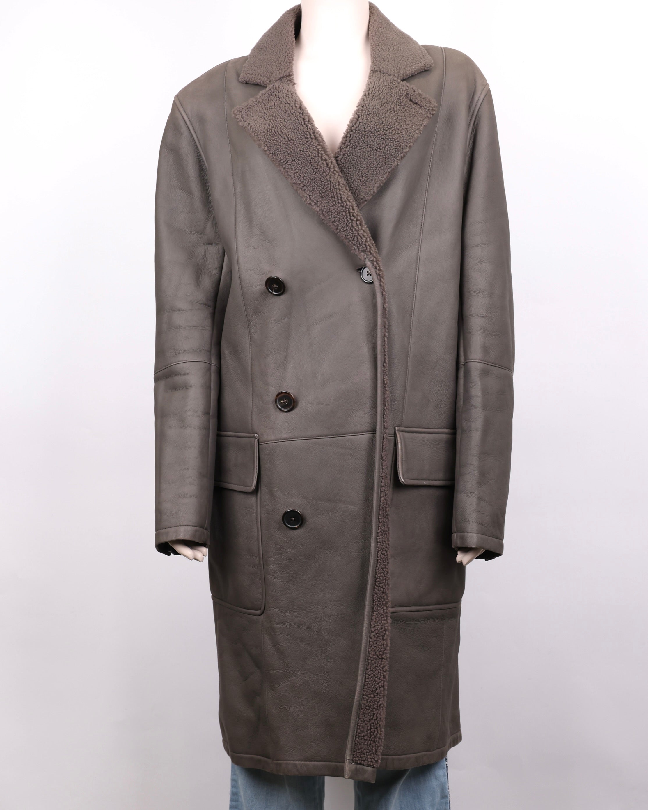 PRE OWNED-  Hermes fur lapel coat size 50