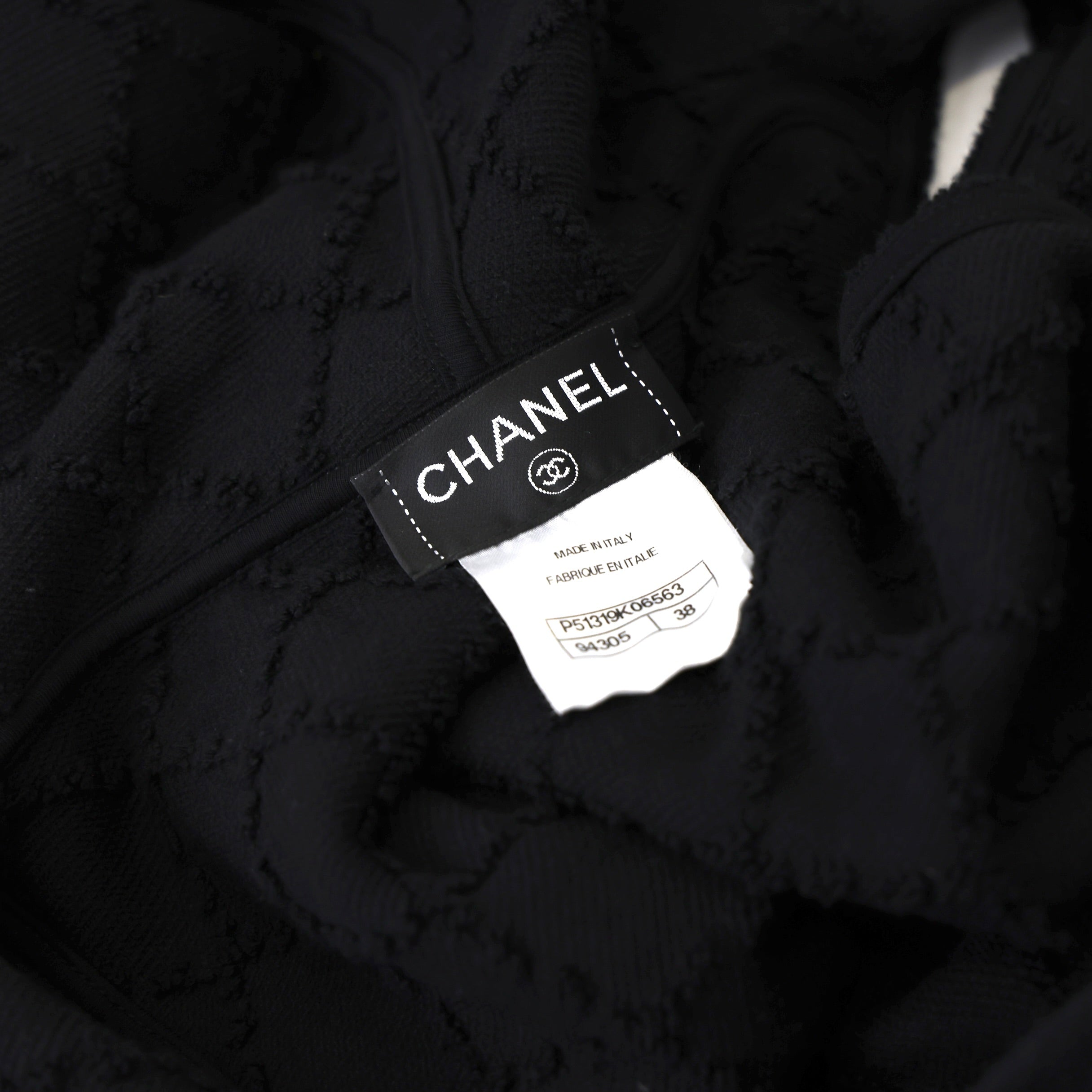 PRE OWNED- CHANEL Black Destroyed Hoodie Size 38