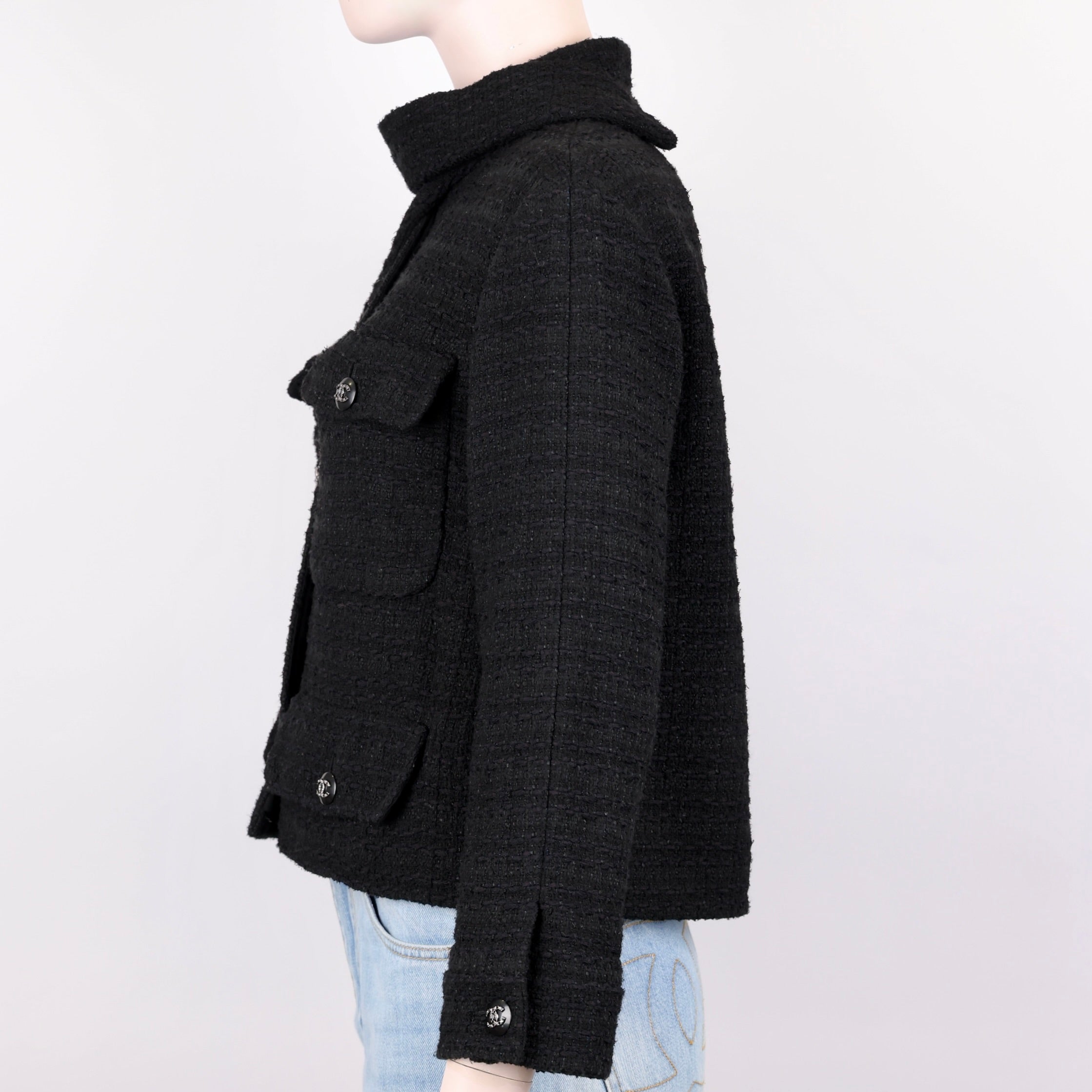 PRE OWNED- Chanel Little Black Jacket Tweed 38