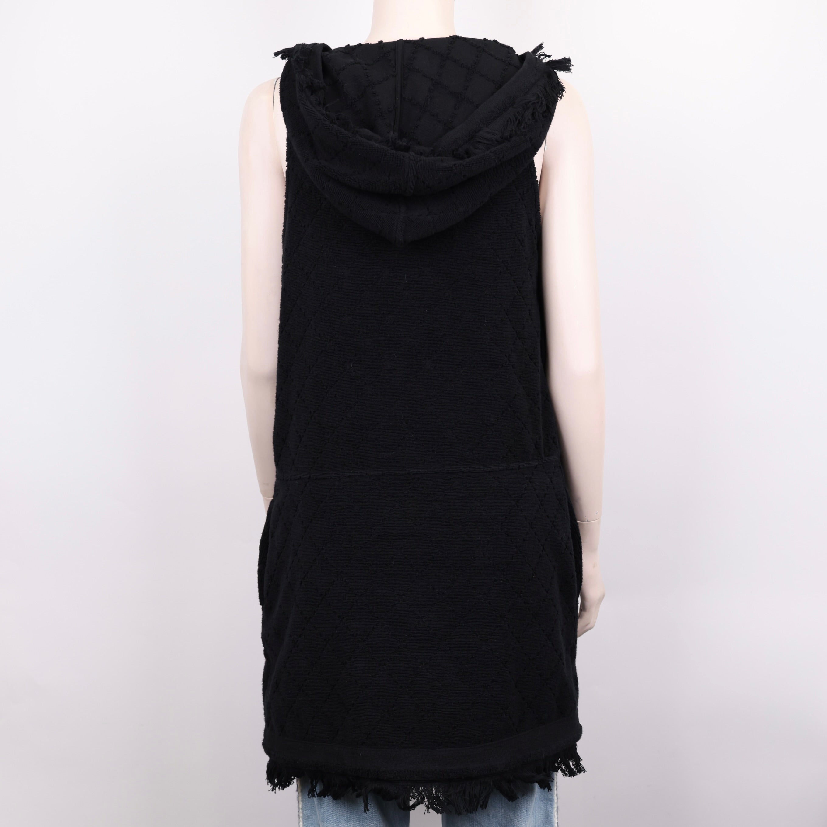 PRE OWNED- CHANEL Black Destroyed Hoodie Size 38
