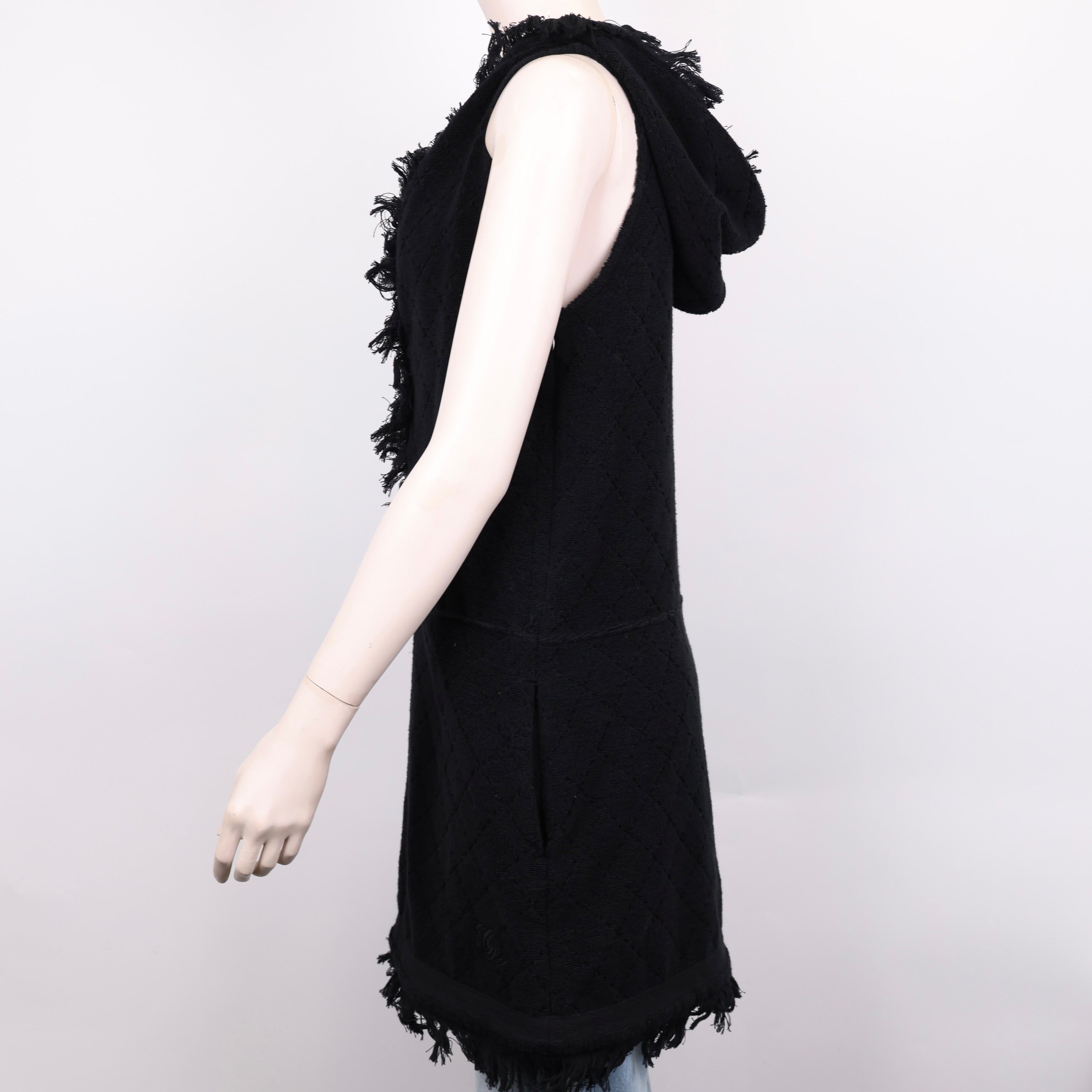 PRE OWNED- CHANEL Black Destroyed Hoodie Size 38