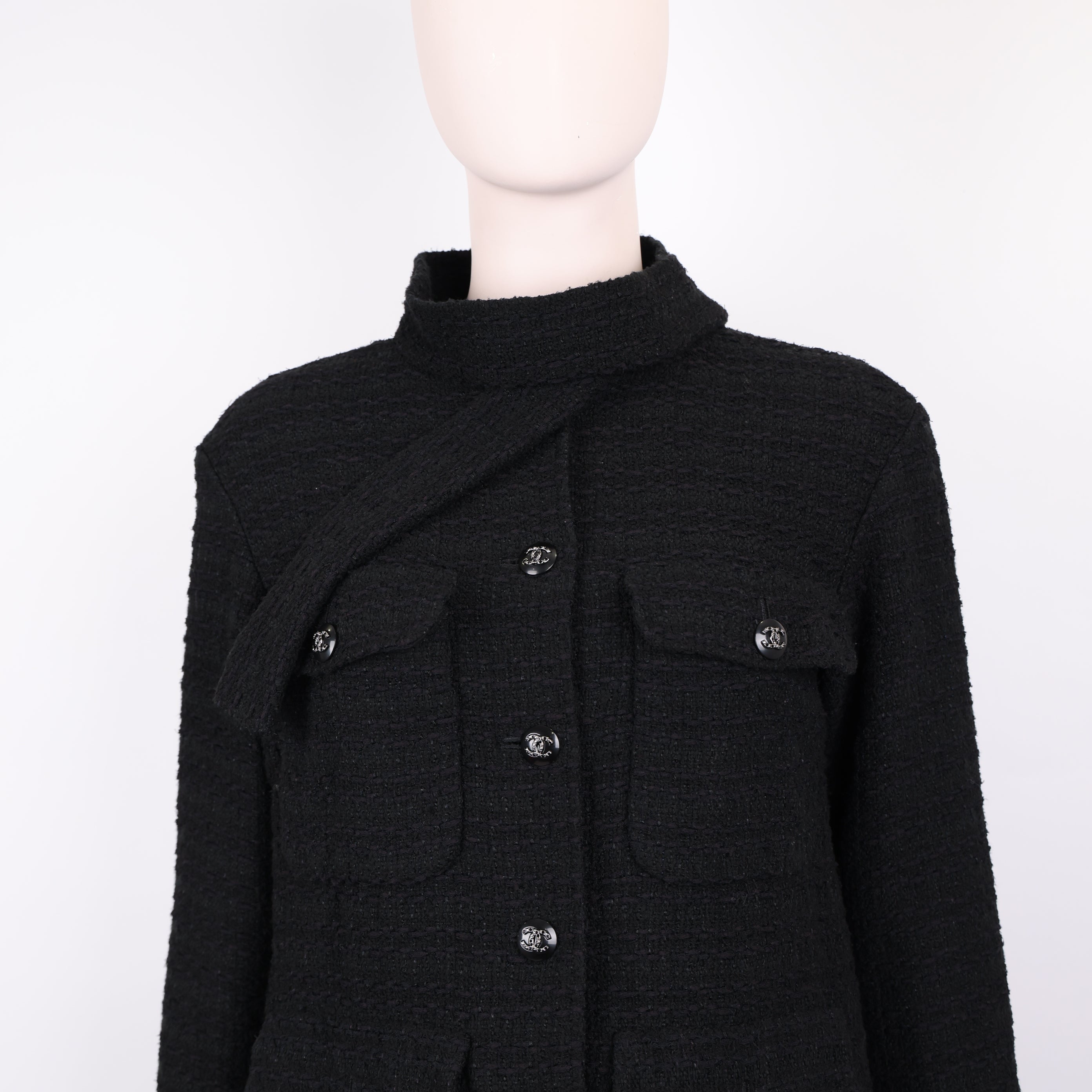 PRE OWNED- Chanel Little Black Jacket Tweed 38
