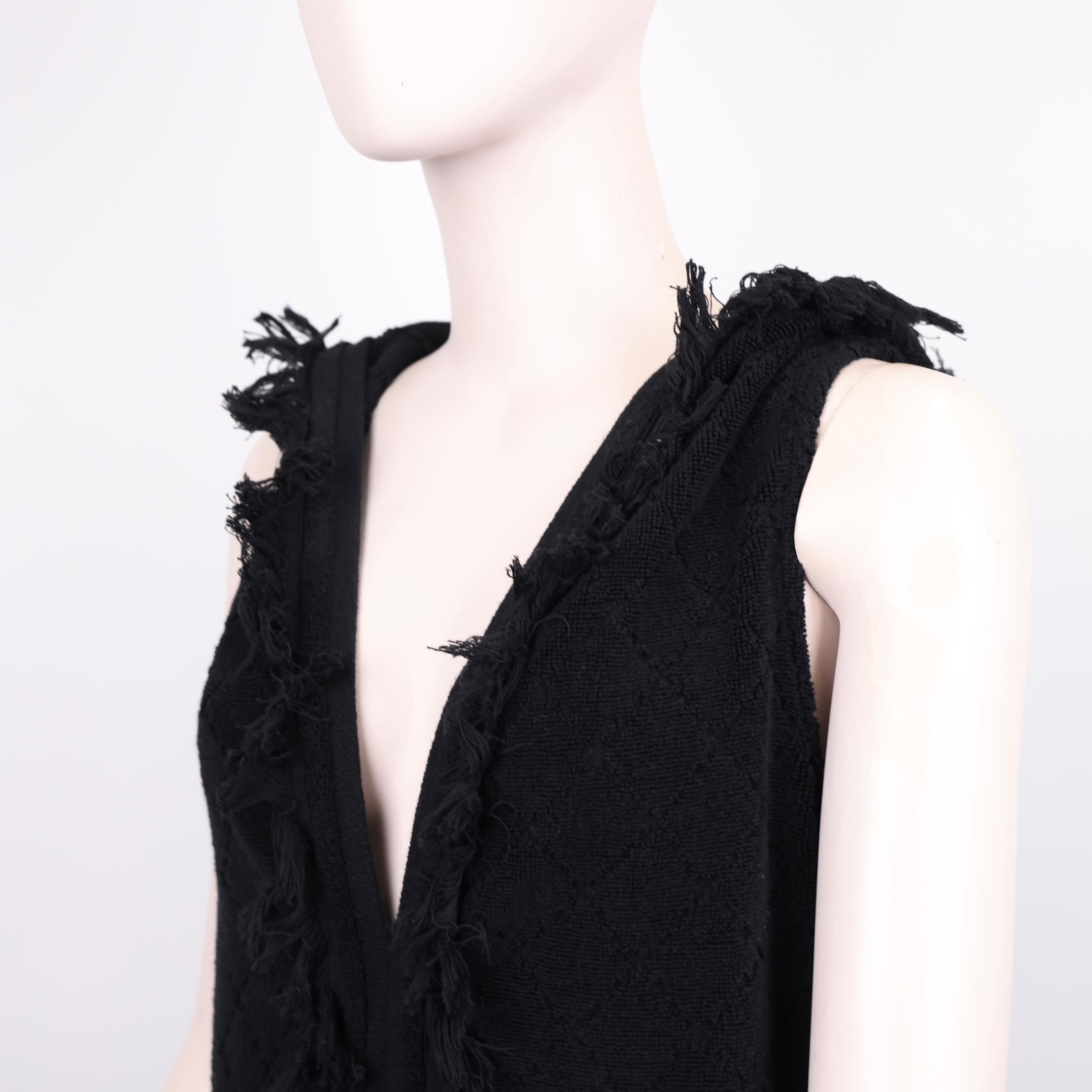PRE OWNED- CHANEL Black Destroyed Hoodie Size 38