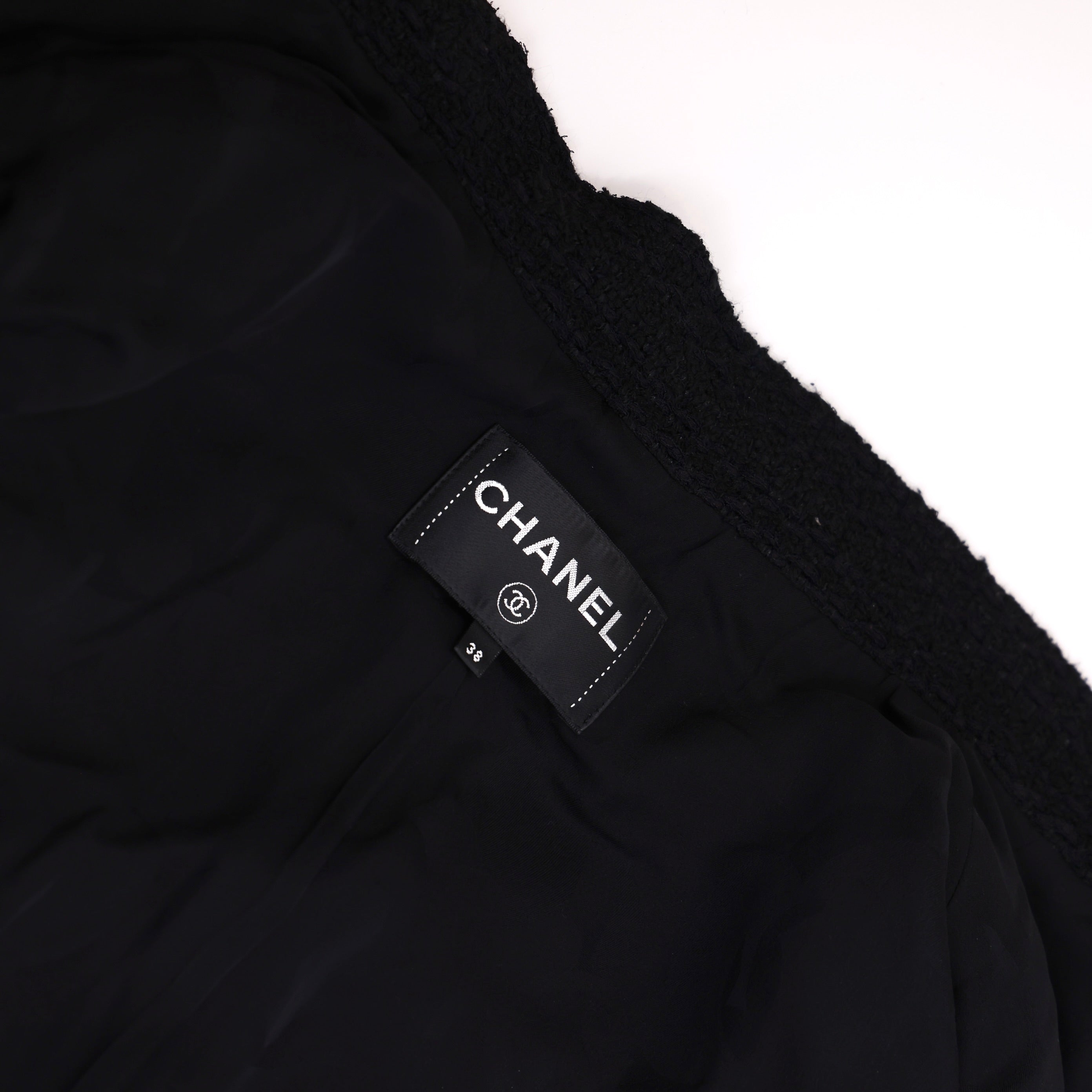 PRE OWNED- Chanel Little Black Jacket Tweed 38
