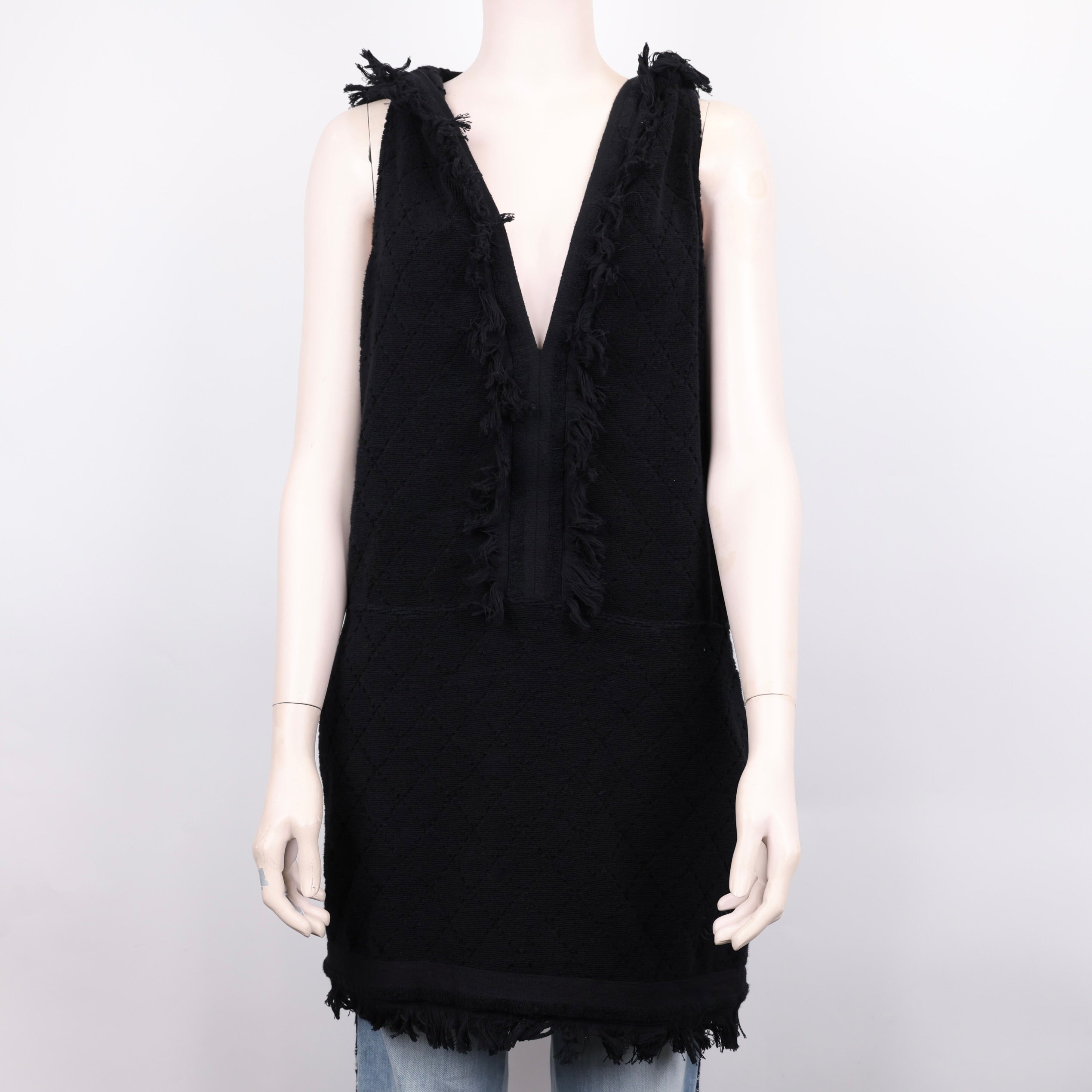 PRE OWNED- CHANEL Black Destroyed Hoodie Size 38