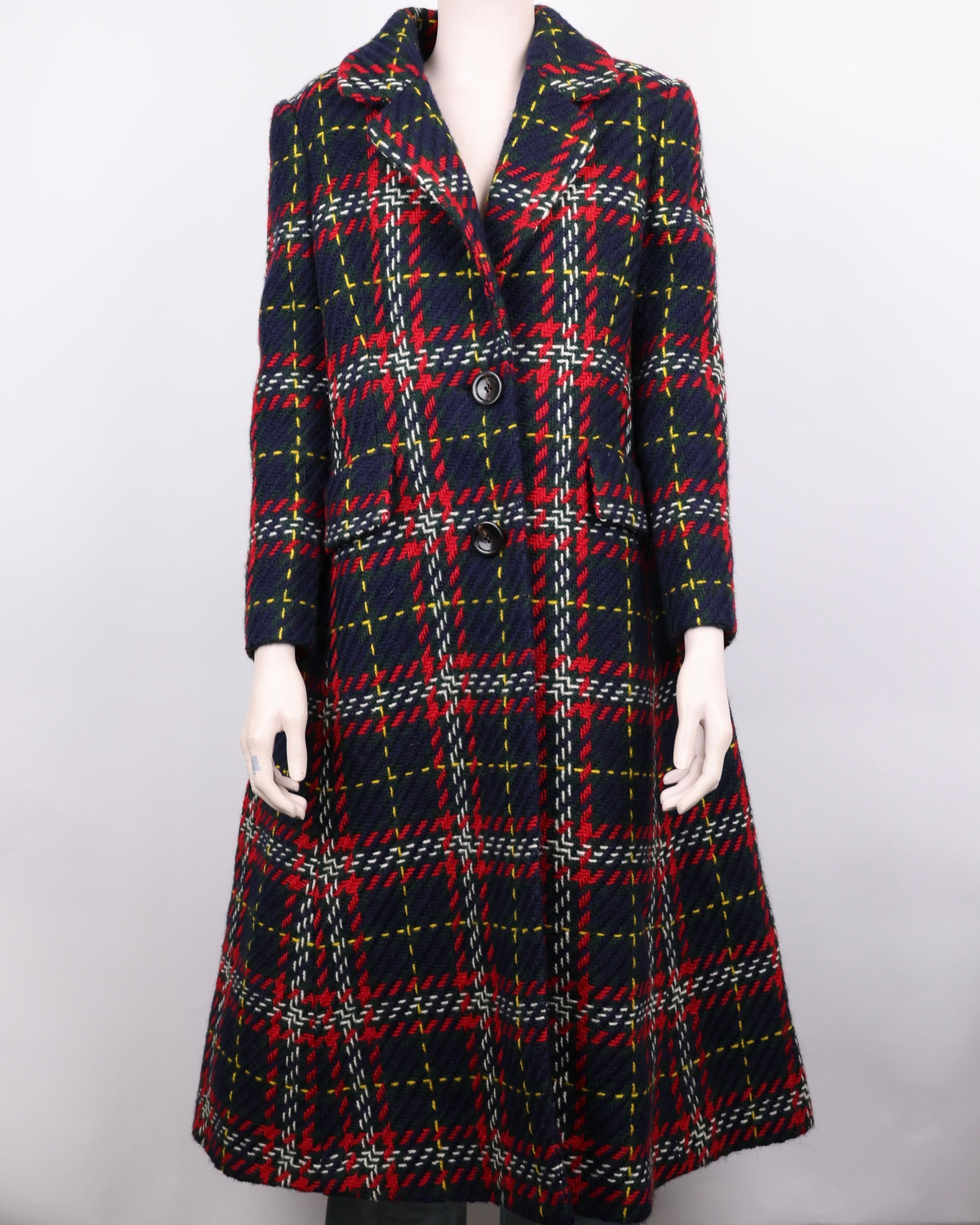 PRE OWNED-Miu Miu fur collar plaid coat size 40