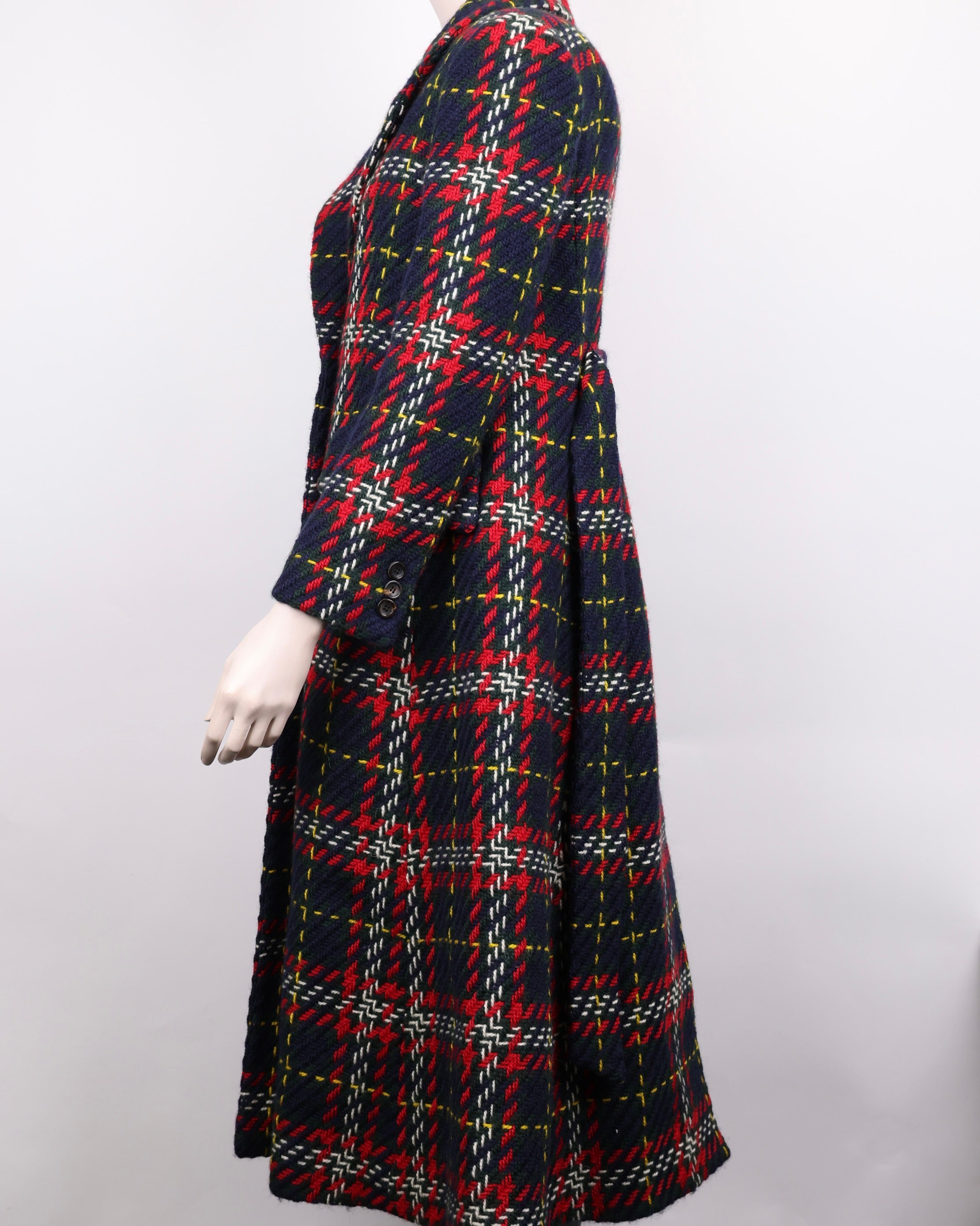 PRE OWNED-Miu Miu fur collar plaid coat size 40