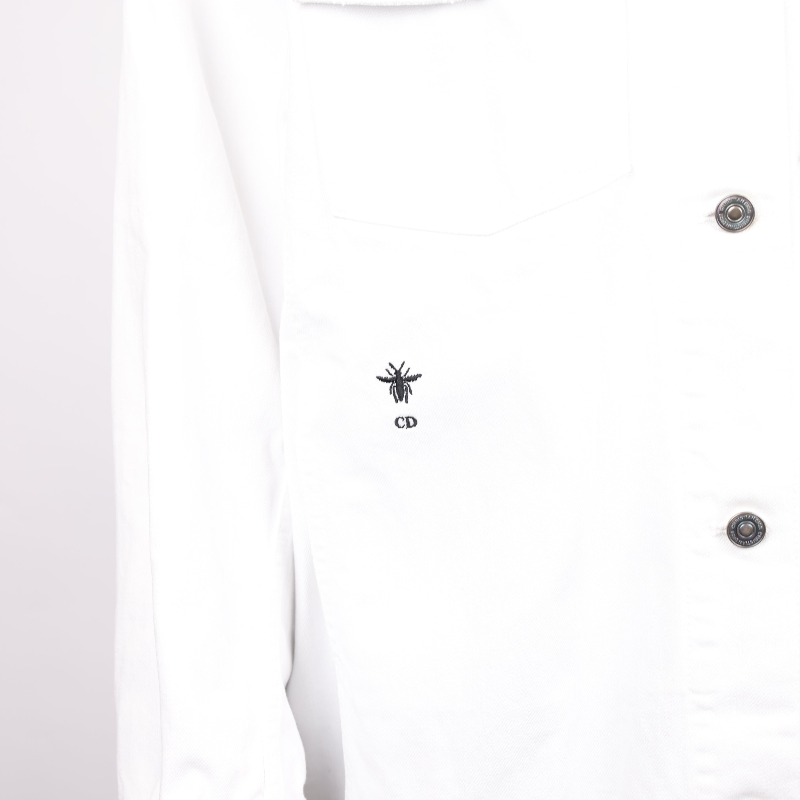 PRE OWNED- Dior white bee embroidered denim jacket size 38