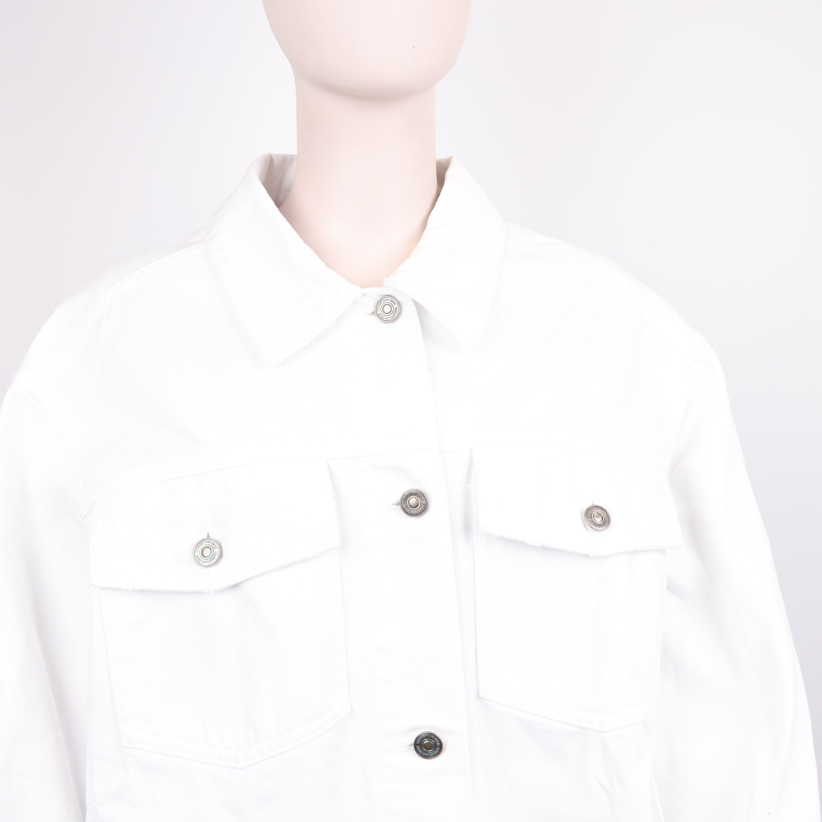 PRE OWNED- Dior white bee embroidered denim jacket size 38