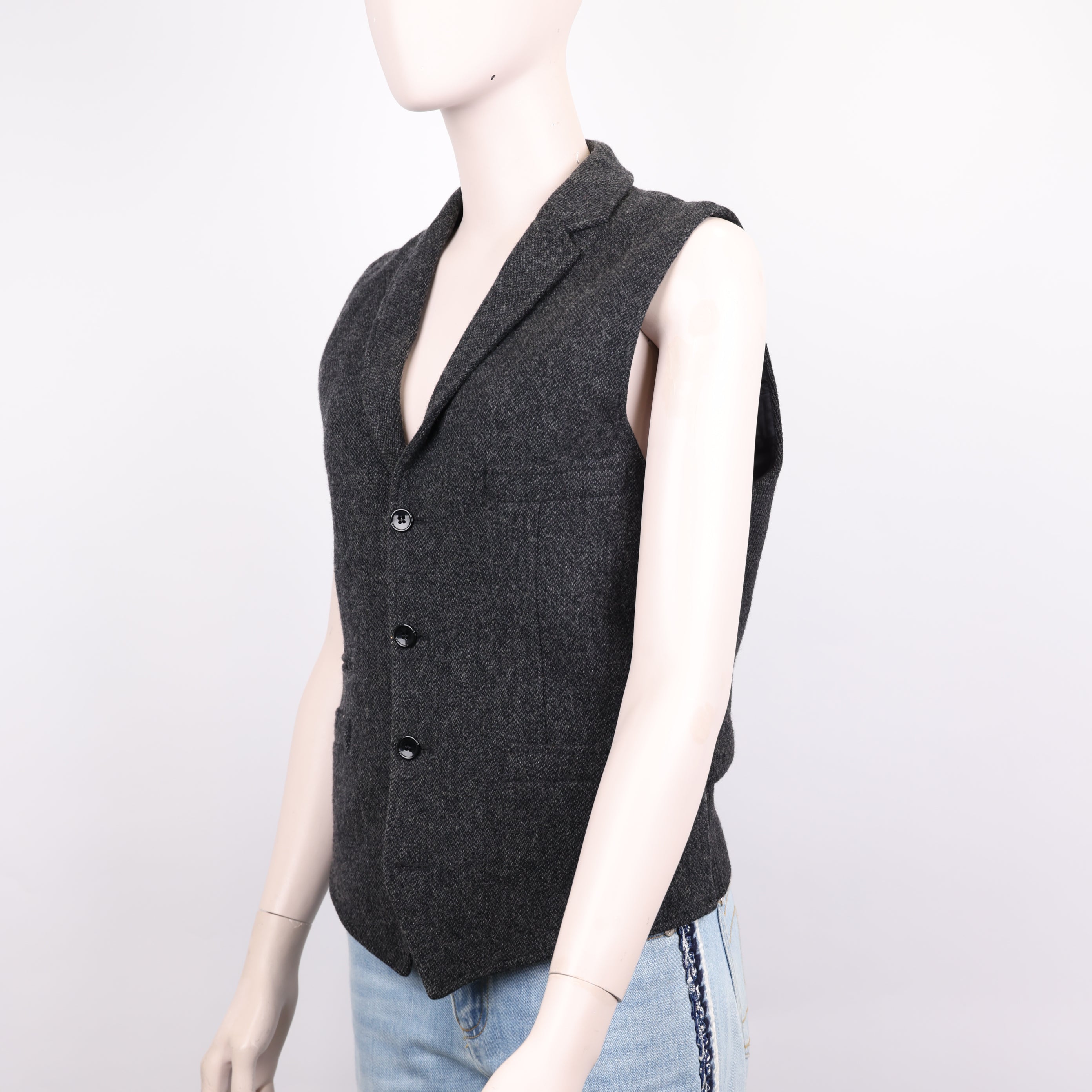 PRE OWNED- Dolce & Gabbana black and gray wool vest size 46