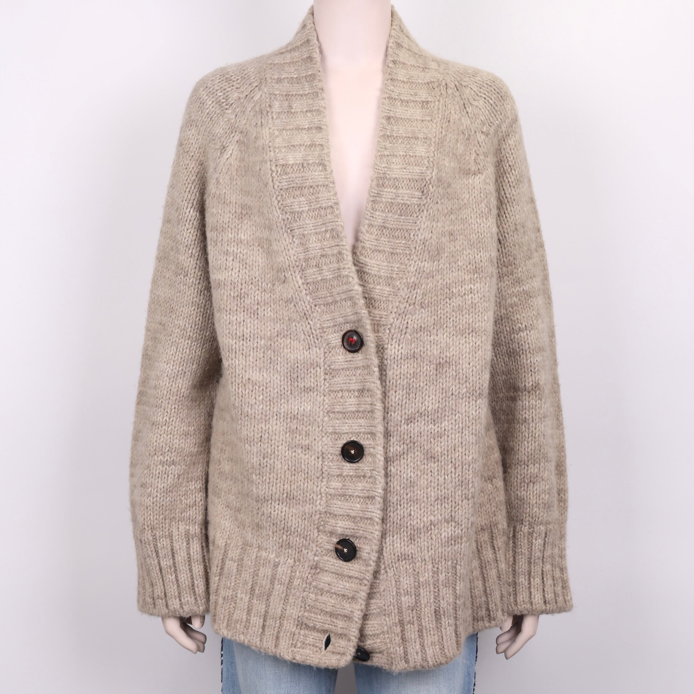 PRE OWNED- Maison Margiela Oversized V-Neck Brown Knit Sweater Size S